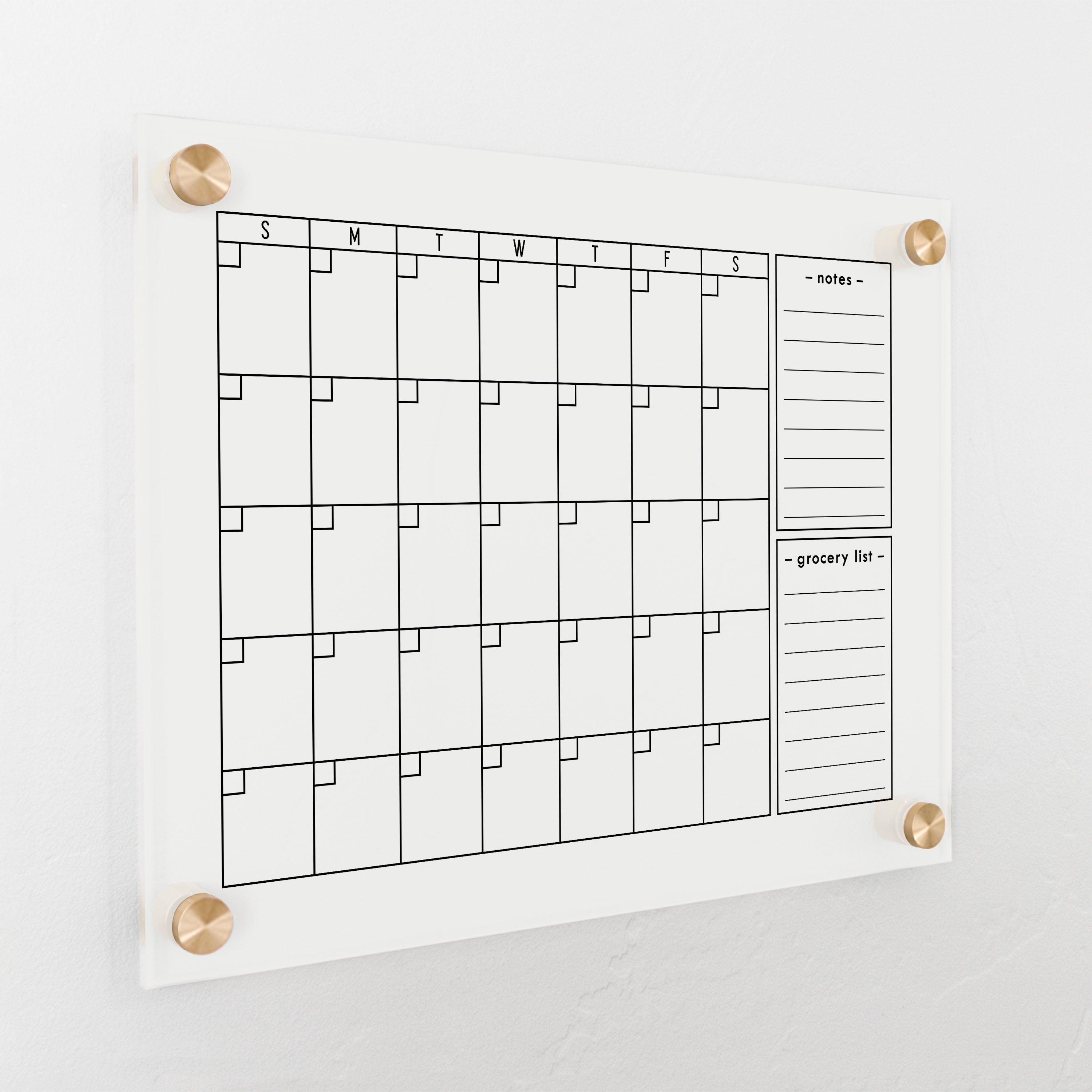 Monthly Frosted Acrylic Calendar + 2 Sections | Horizontal Multi-Style