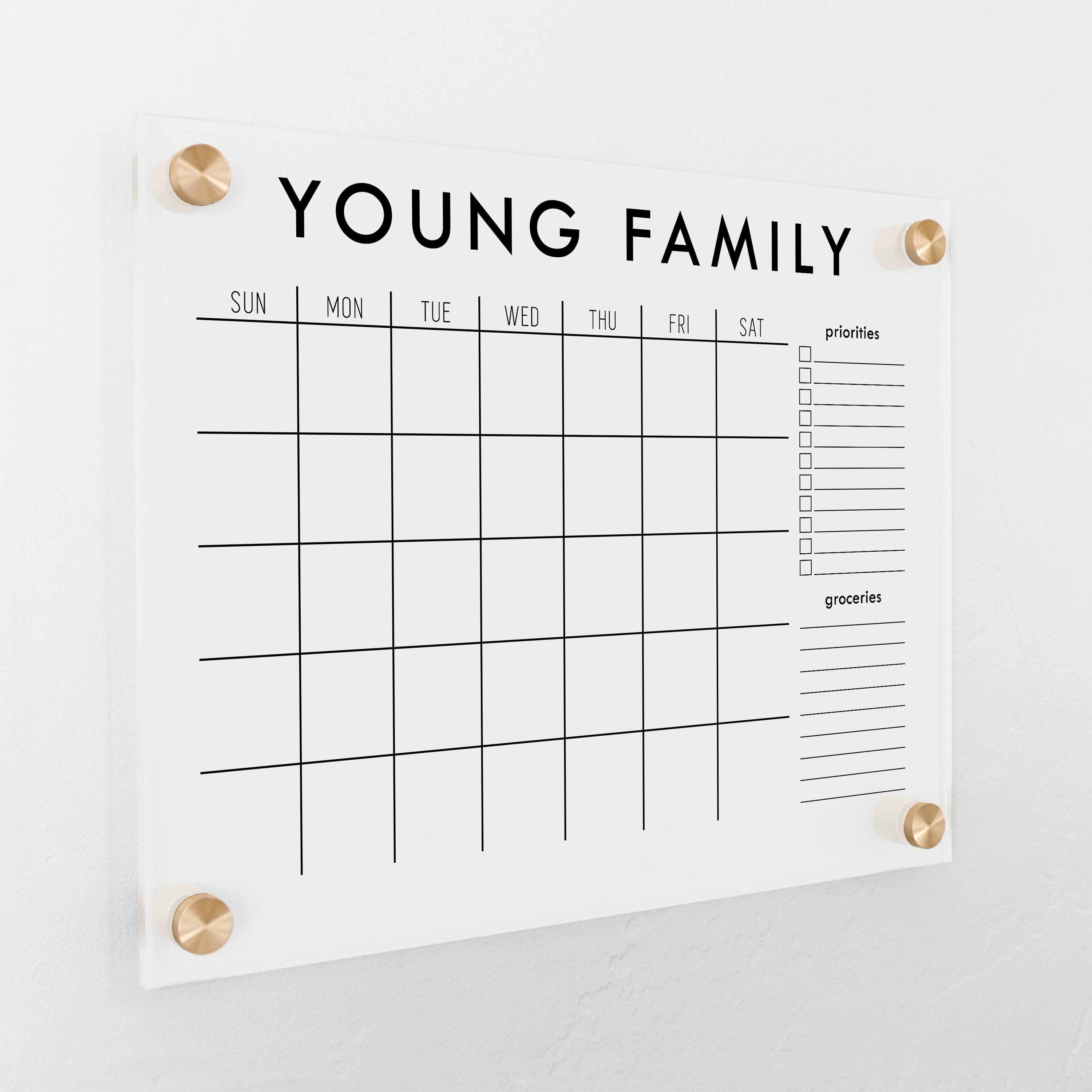 Monthly Frosted Acrylic Calendar + 2 Sections | Horizontal Madi