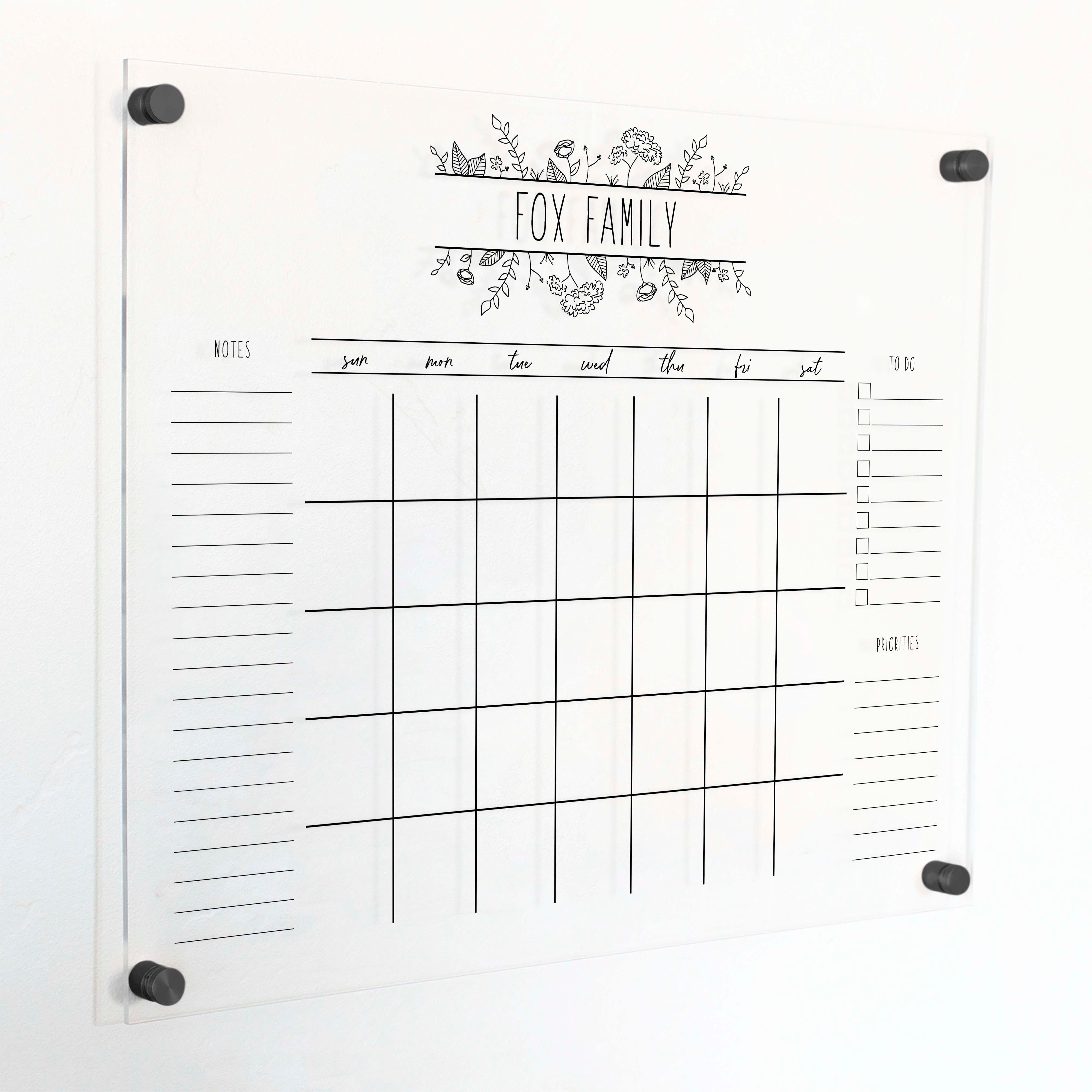 Monthly Acrylic Calendar + 3 Sections | Horizontal Lucy