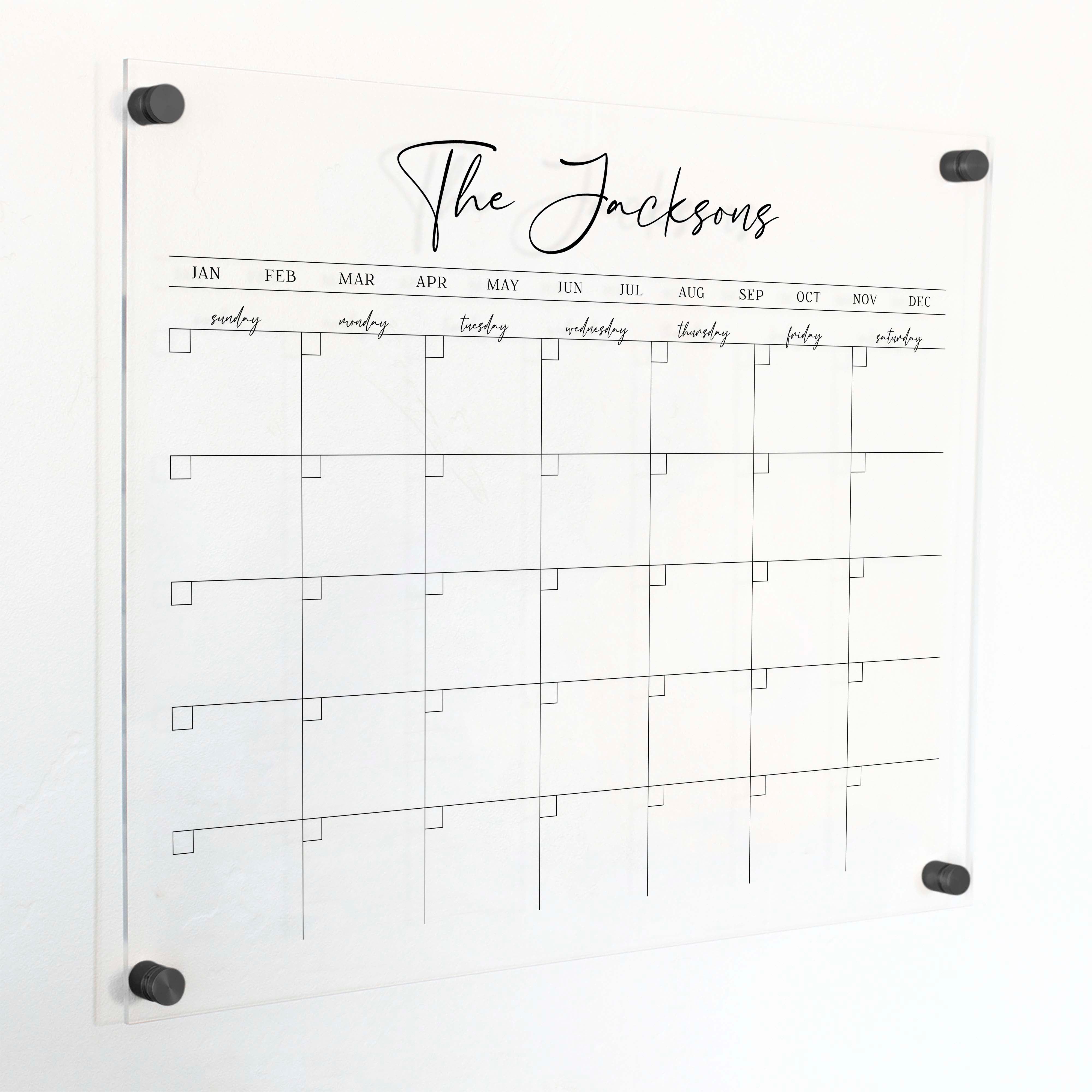 Monthly Acrylic Calendar | Horizontal Pennington
