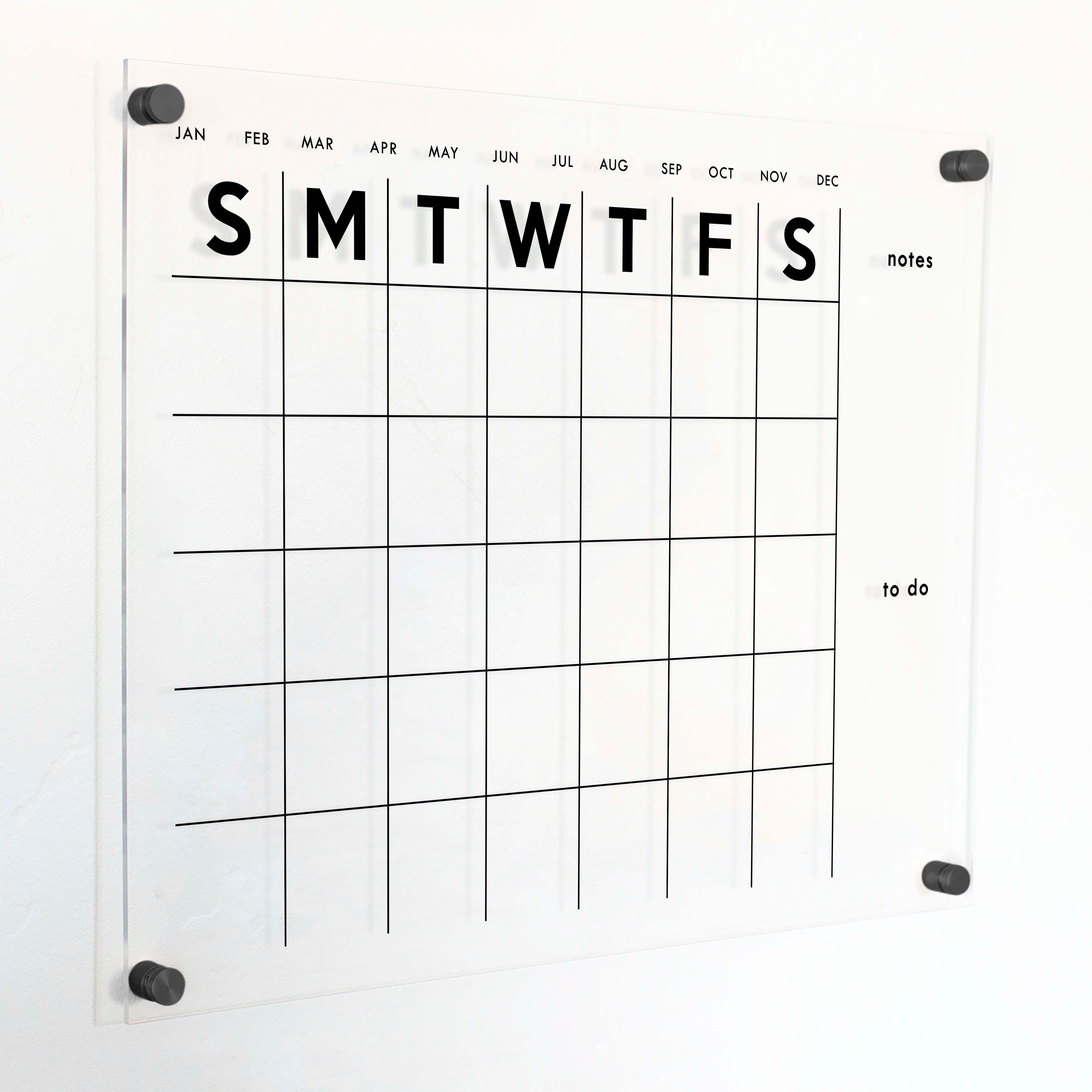 Monthly Acrylic Calendar + 2 Sections | Horizontal Minimalist