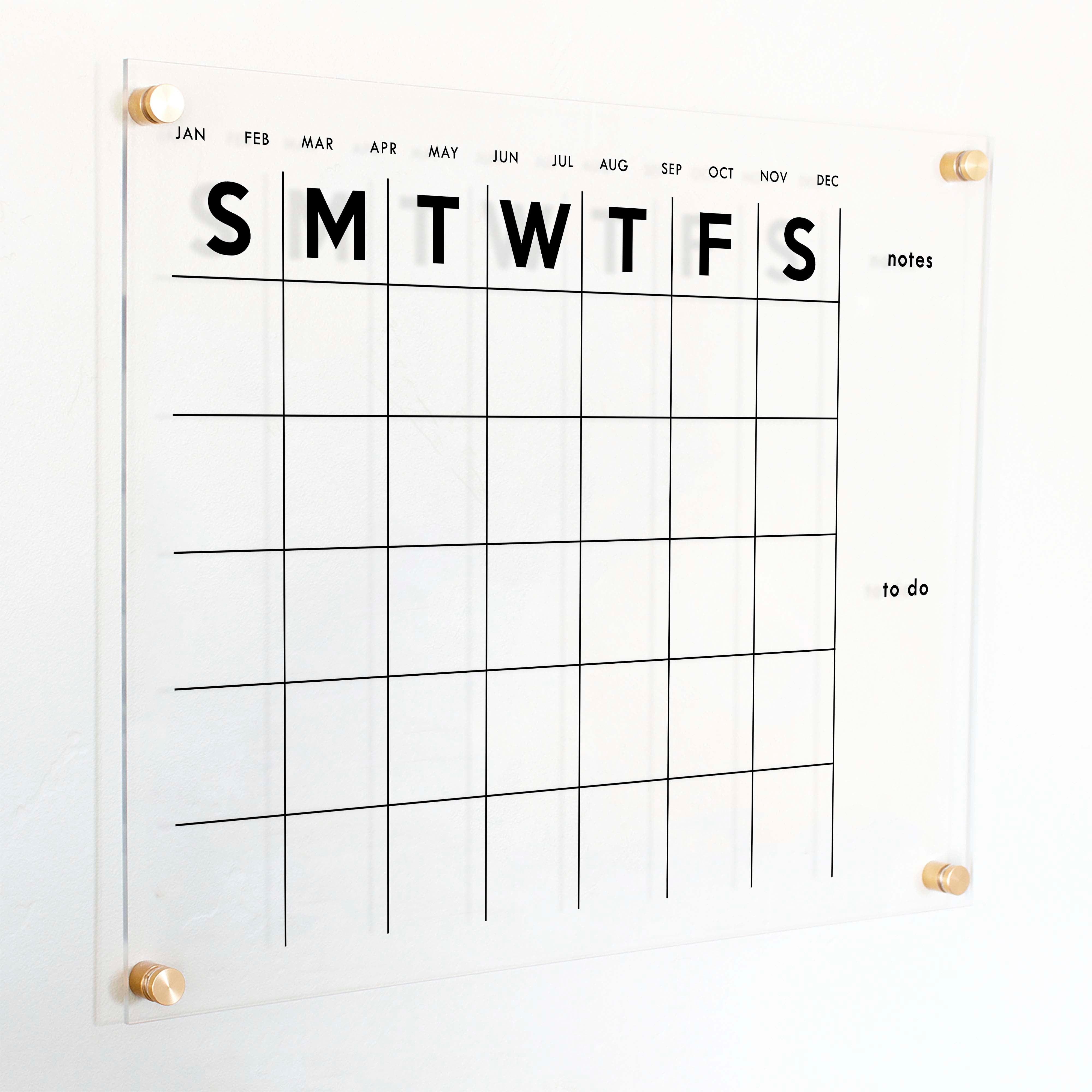Monthly Acrylic Calendar + 2 Sections | Horizontal Minimalist