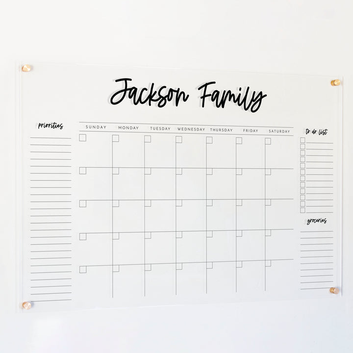 Monthly Acrylic Calendar + 3 Sections | Horizontal Monica