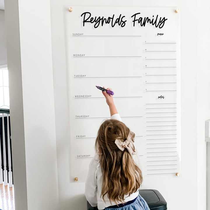 Weekly Acrylic Calendar + 2 Sections | Vertical Monica