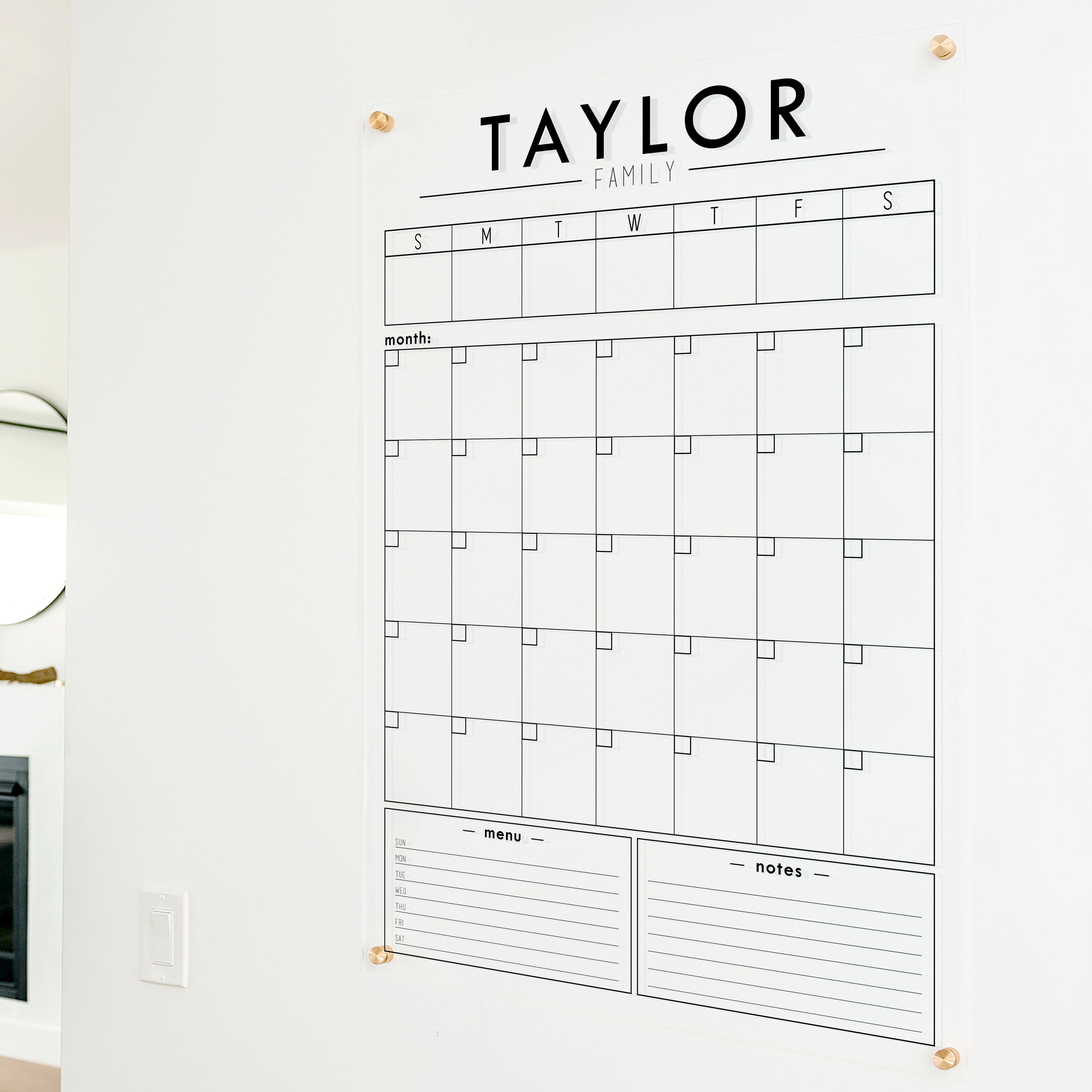 Week & Month Acrylic Calendar + 2 Sections | Vertical Craig