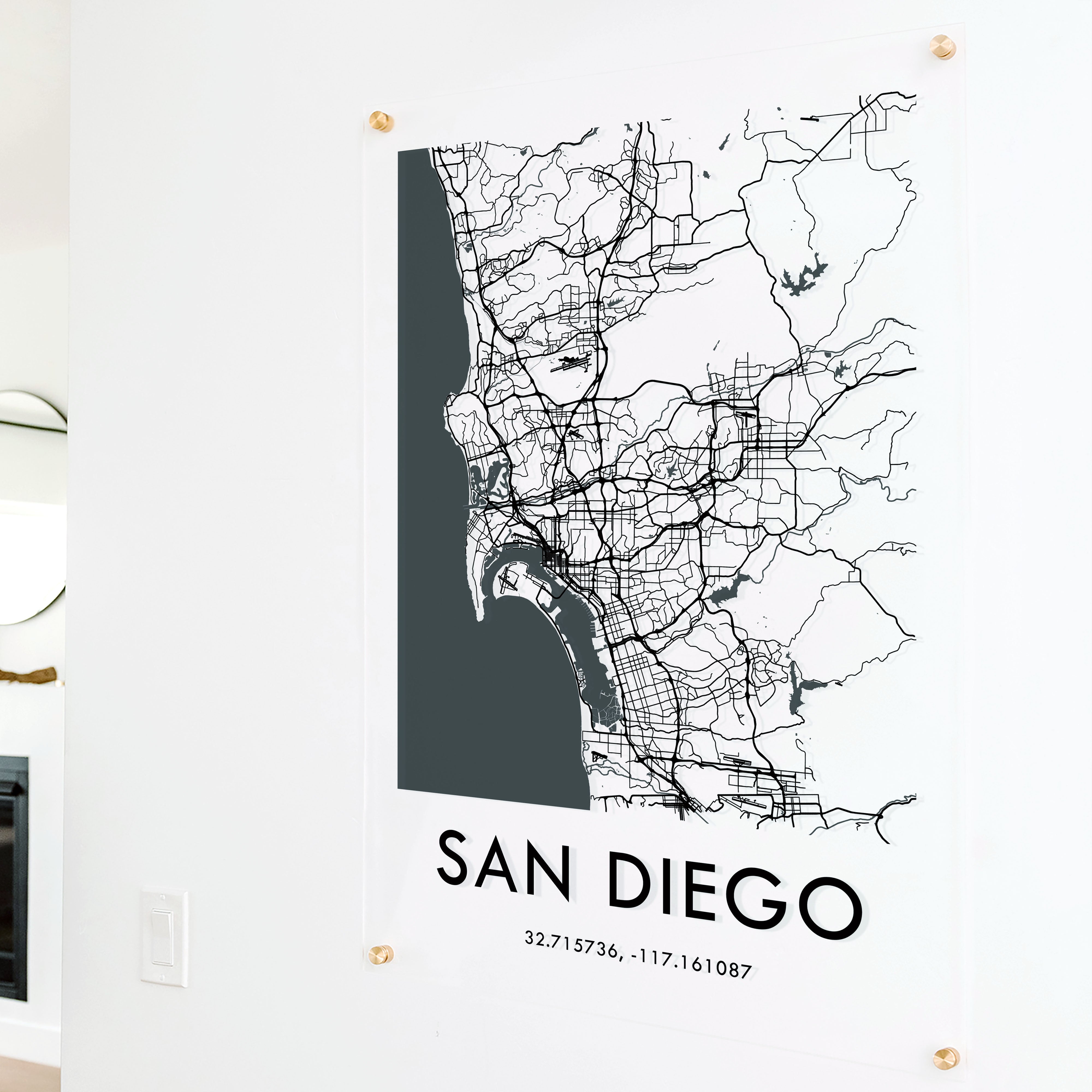 Clear Acrylic San Diego City Street Map