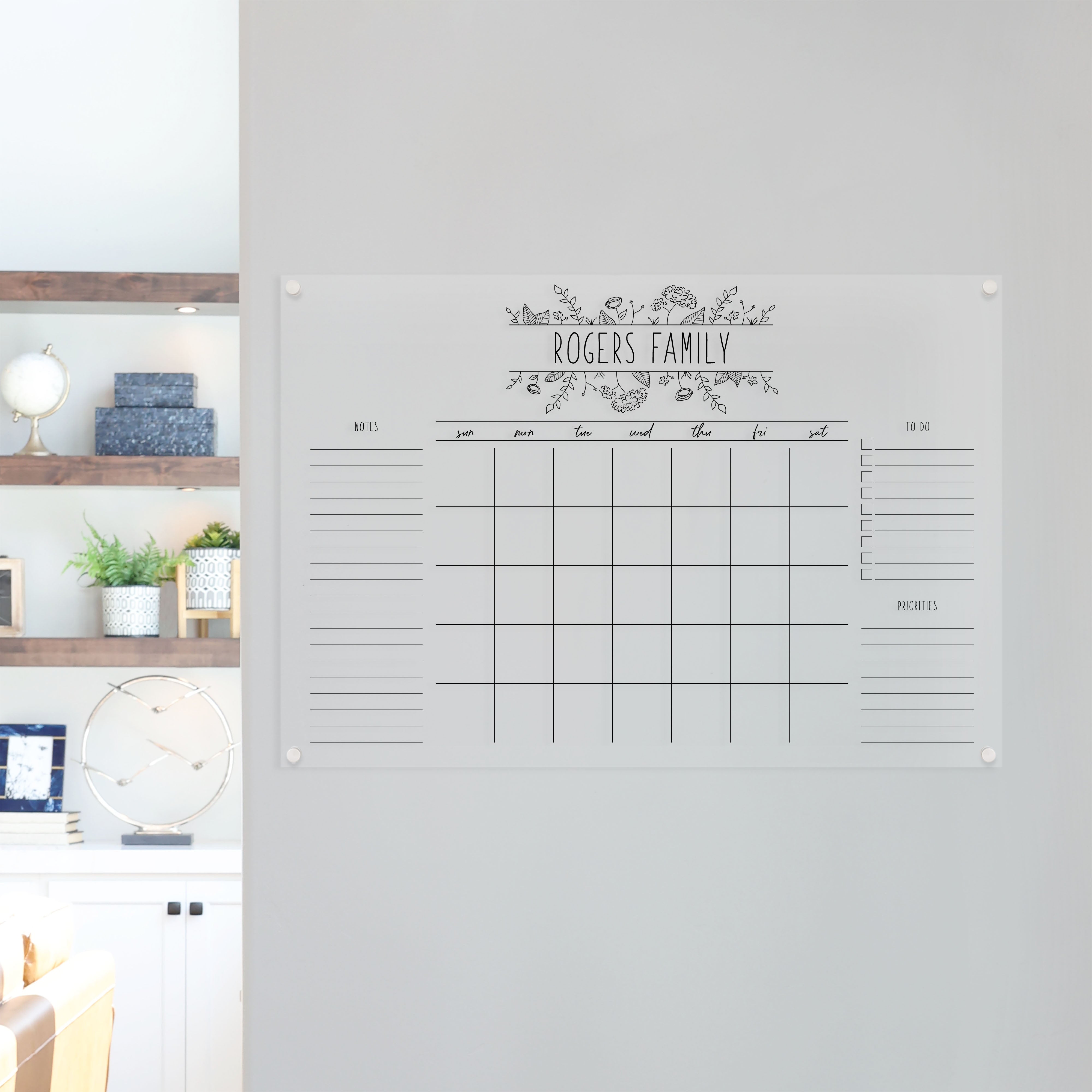 Monthly Acrylic Calendar + 3 Sections | Horizontal Lucy