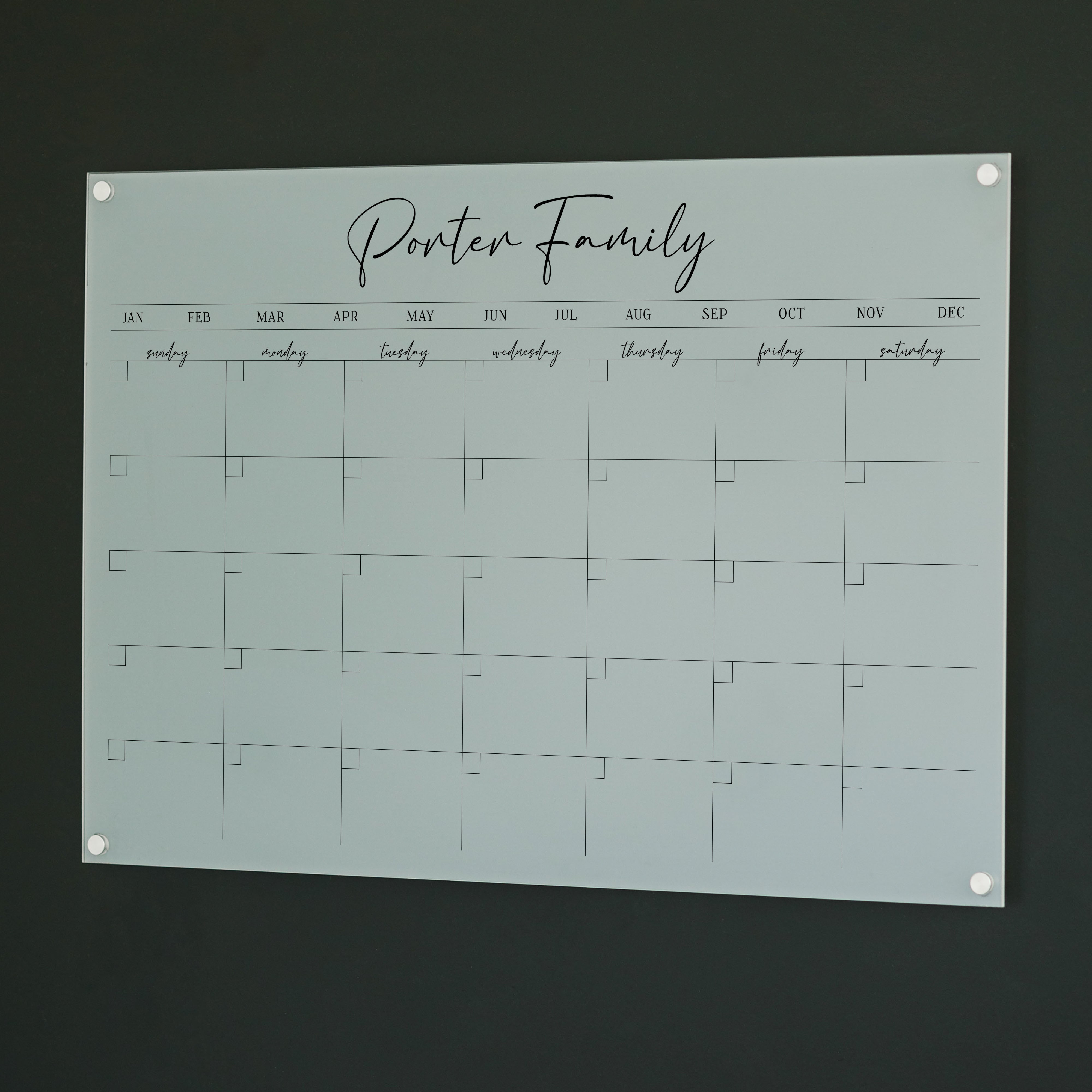 Monthly Frosted Acrylic Calendar | Horizontal Pennington