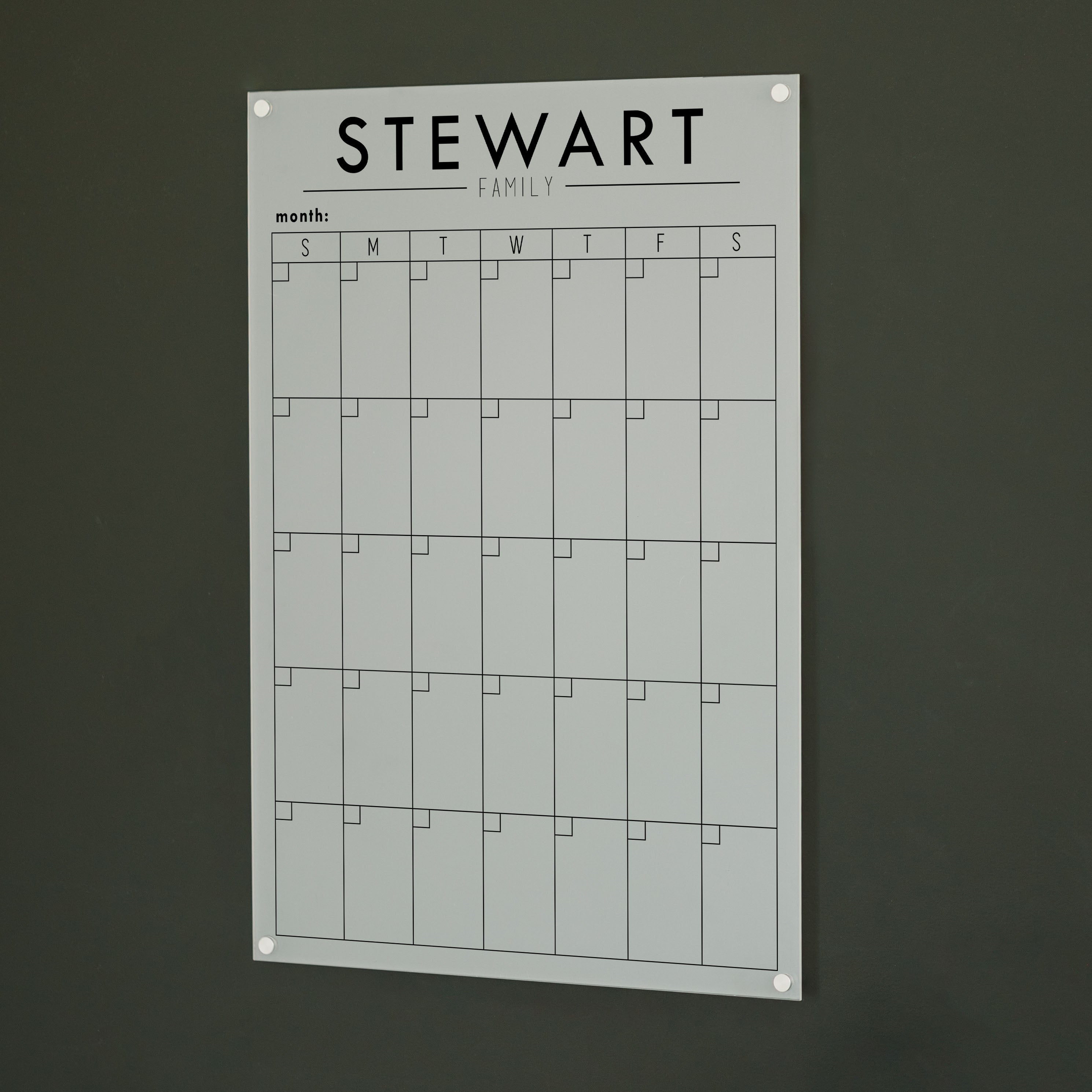 Monthly Frosted Acrylic Calendar | Vertical Craig