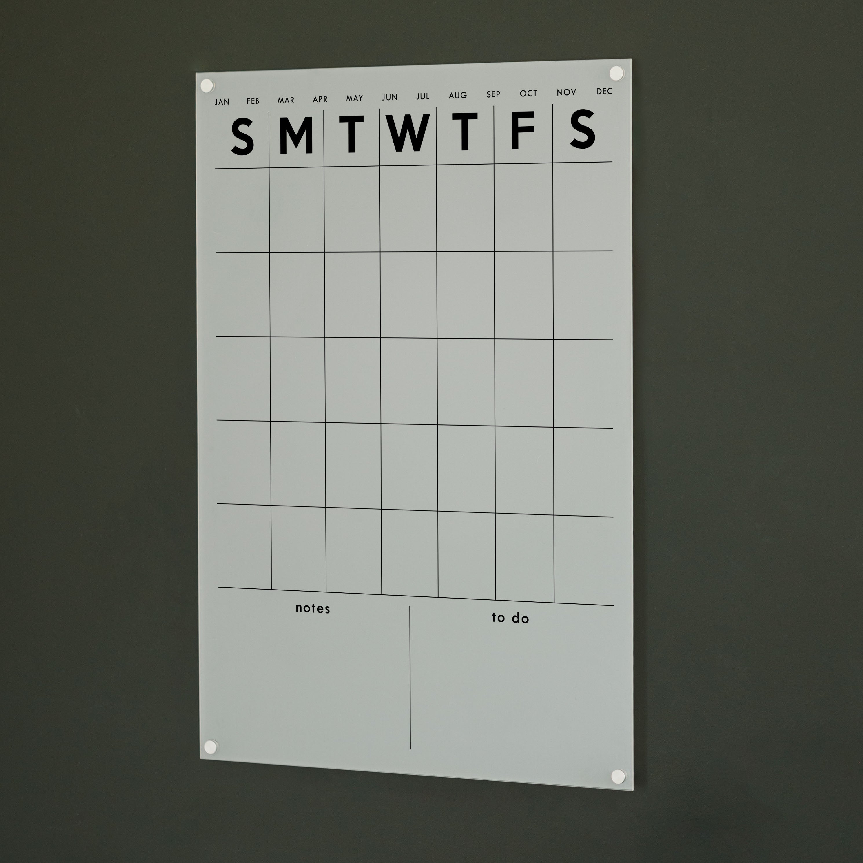 Monthly Frosted Acrylic Calendar + 2 Sections | Vertical Minimalist