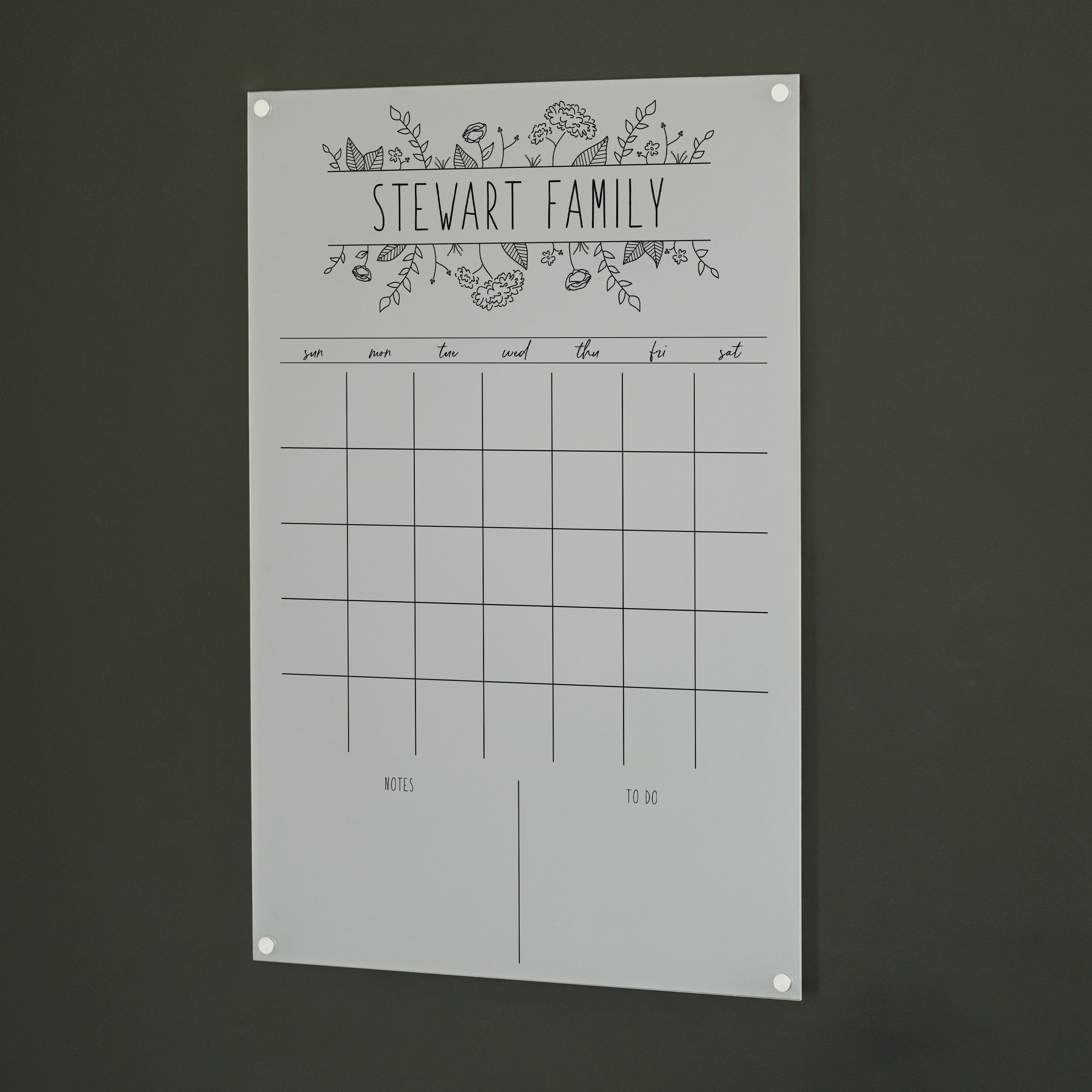 Monthly Frosted Acrylic Calendar + 2 Sections | Vertical Lucy