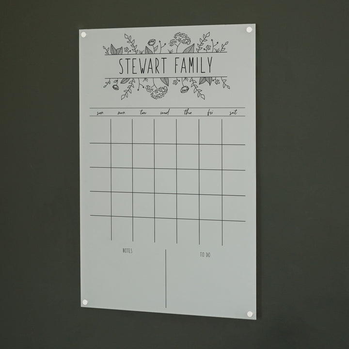 Monthly Frosted Acrylic Calendar + 2 Sections | Vertical Lucy
