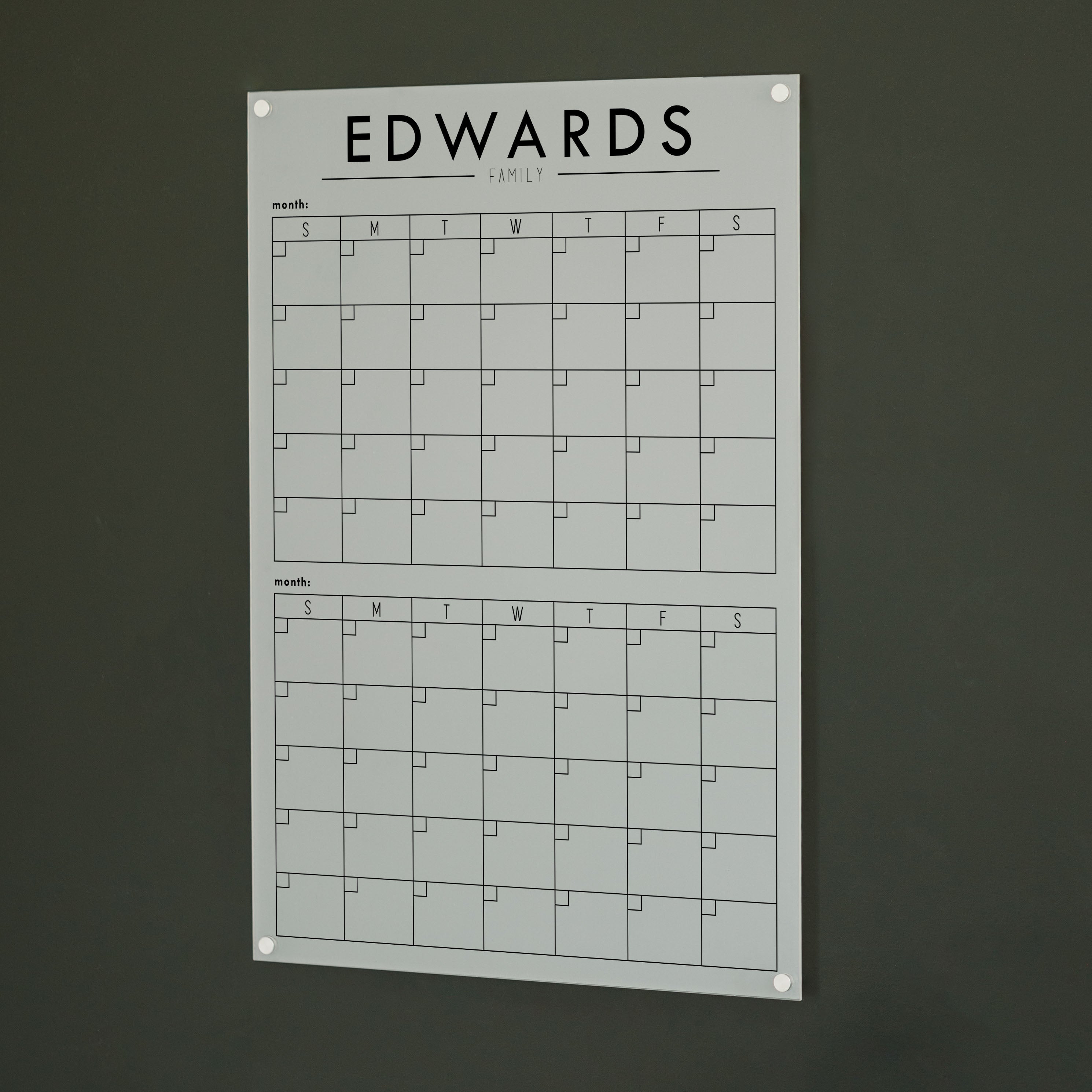 2 Month Frosted Acrylic Calendar | Vertical Craig