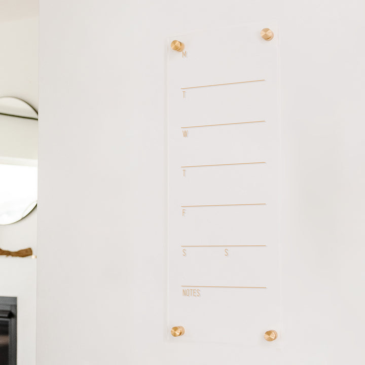 Slim Weekly Gold Acrylic Calendar + 1 Section | Vertical Multi-style