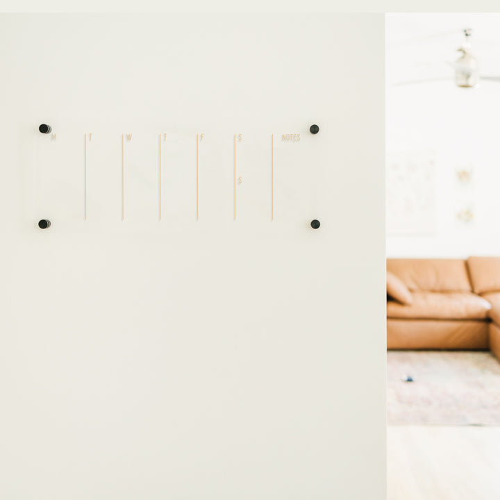 Slim Weekly Gold Acrylic Calendar + 1 Section | Horizontal Multi-style