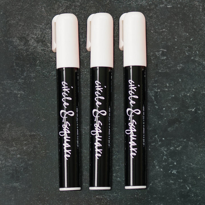 3 white chalk marker pens