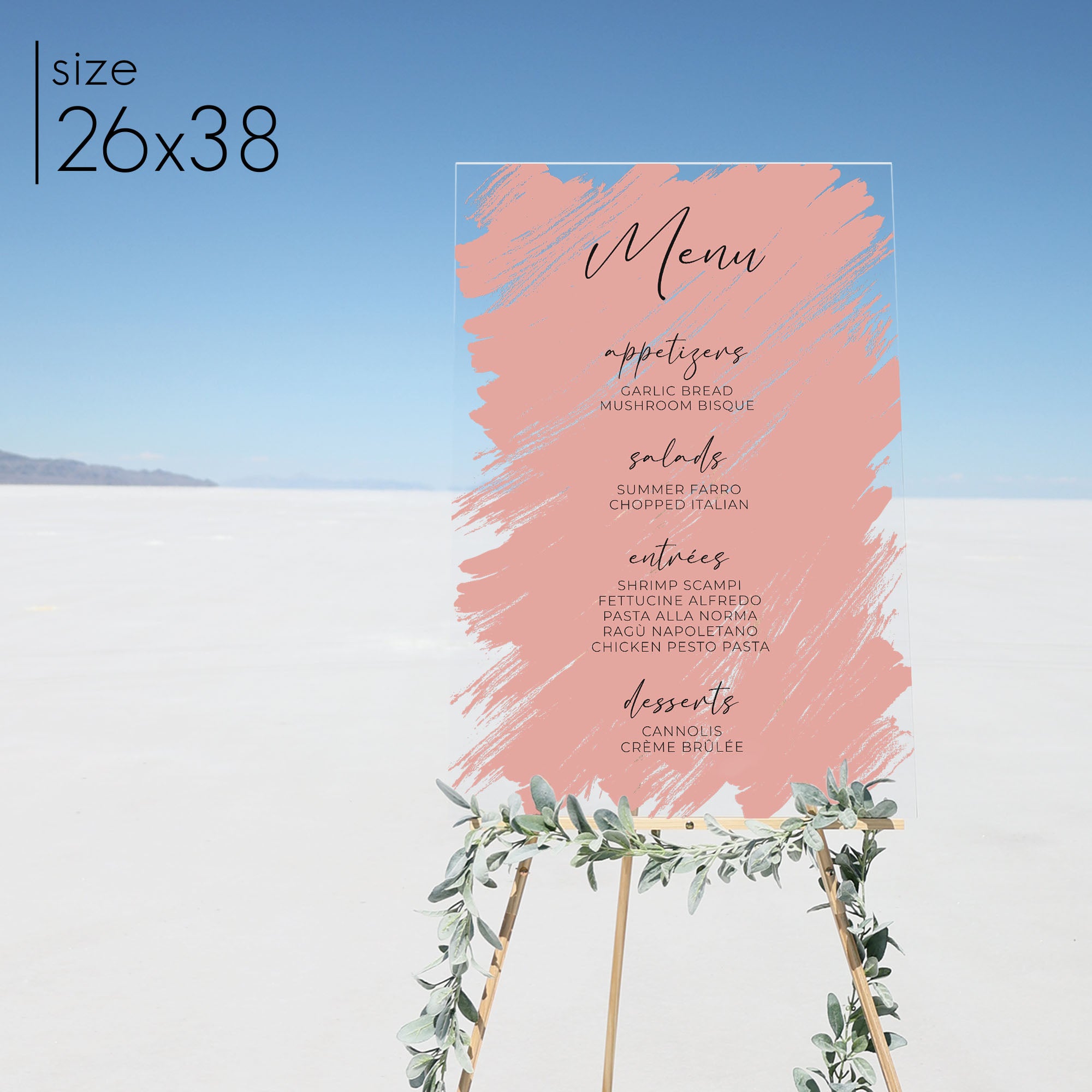 Brushed Acrylic Menu Sign | Vertical Olivia