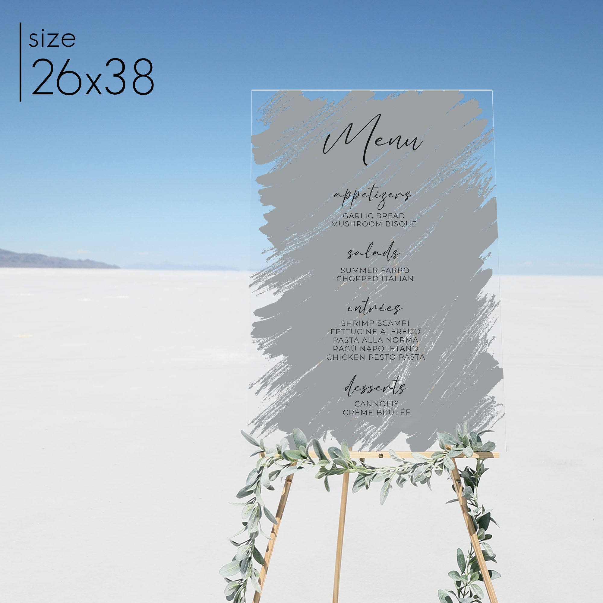 Brushed Acrylic Menu Sign | Vertical Olivia