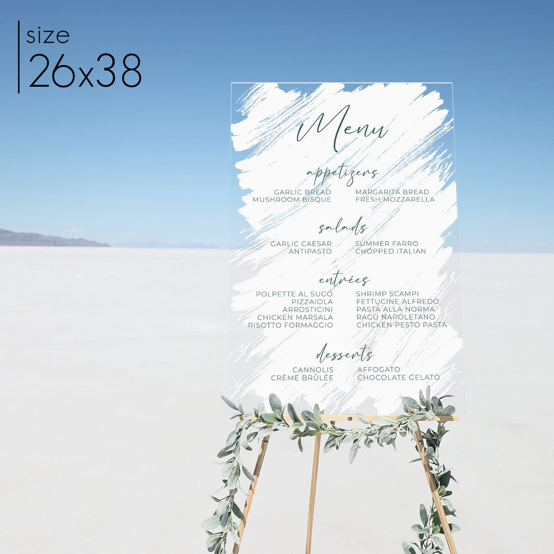Brushed Acrylic Menu Sign | Vertical Olivia
