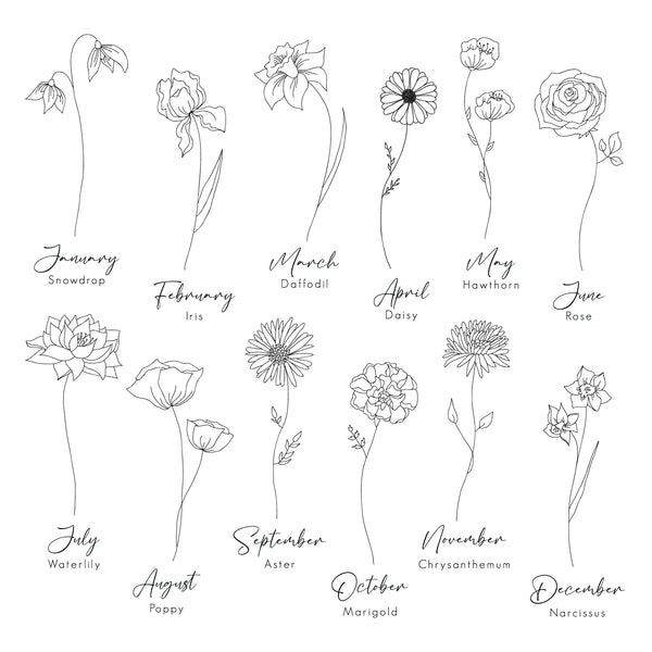 Personalized Frosted Acrylic Family Birth Flower Art