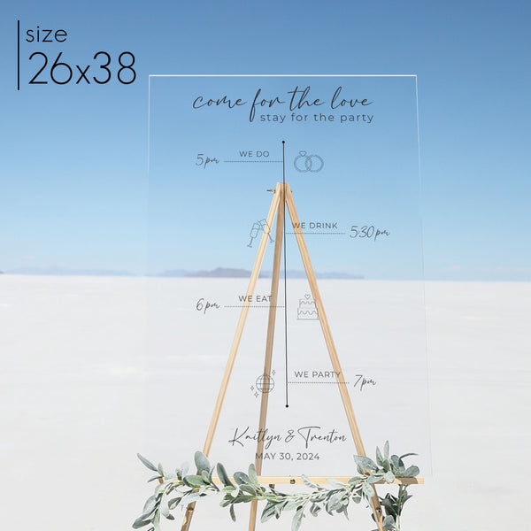Clear Acrylic Wedding Timeline | Vertical Olivia