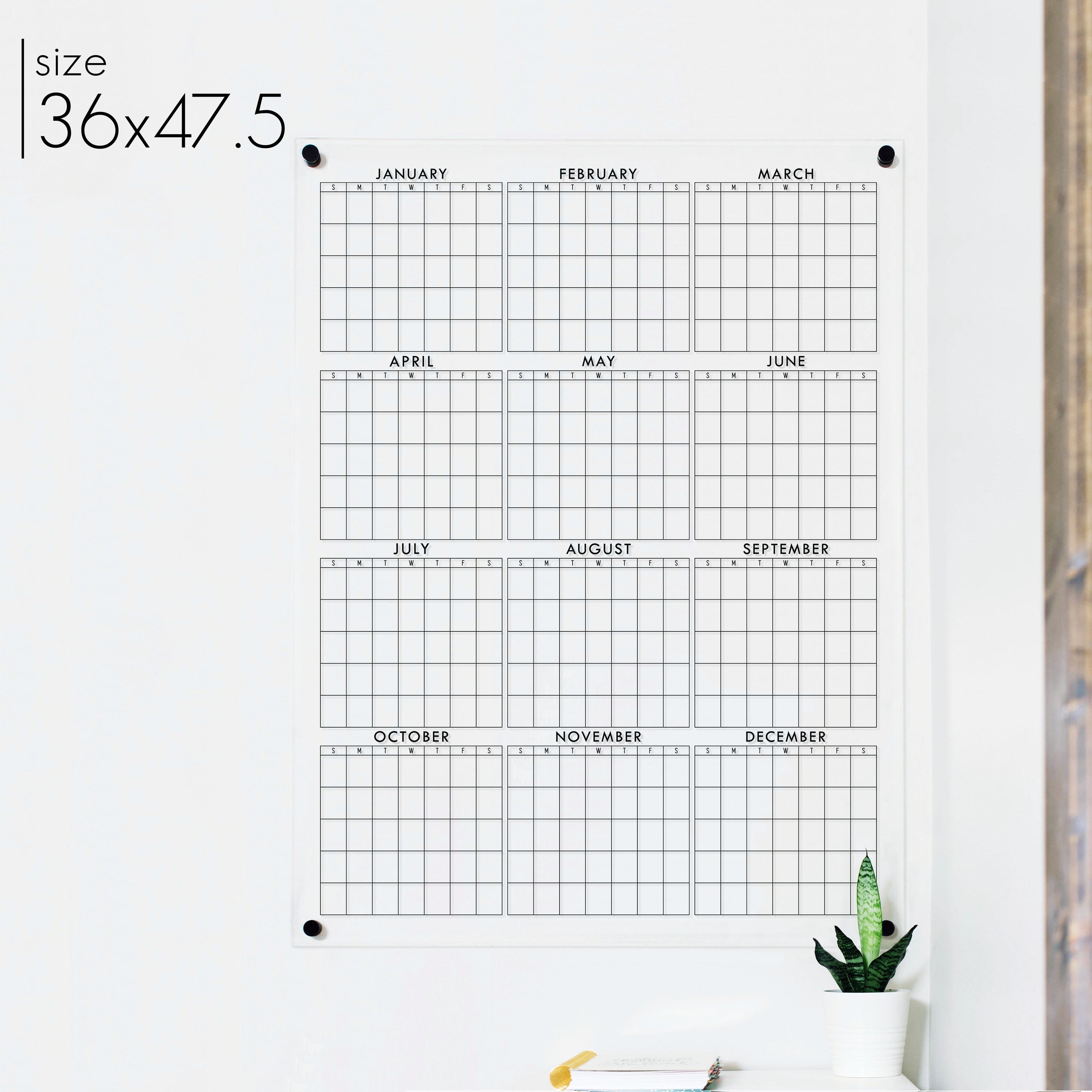 Acrylic Yearly Calendar | Vertical Multi-Style