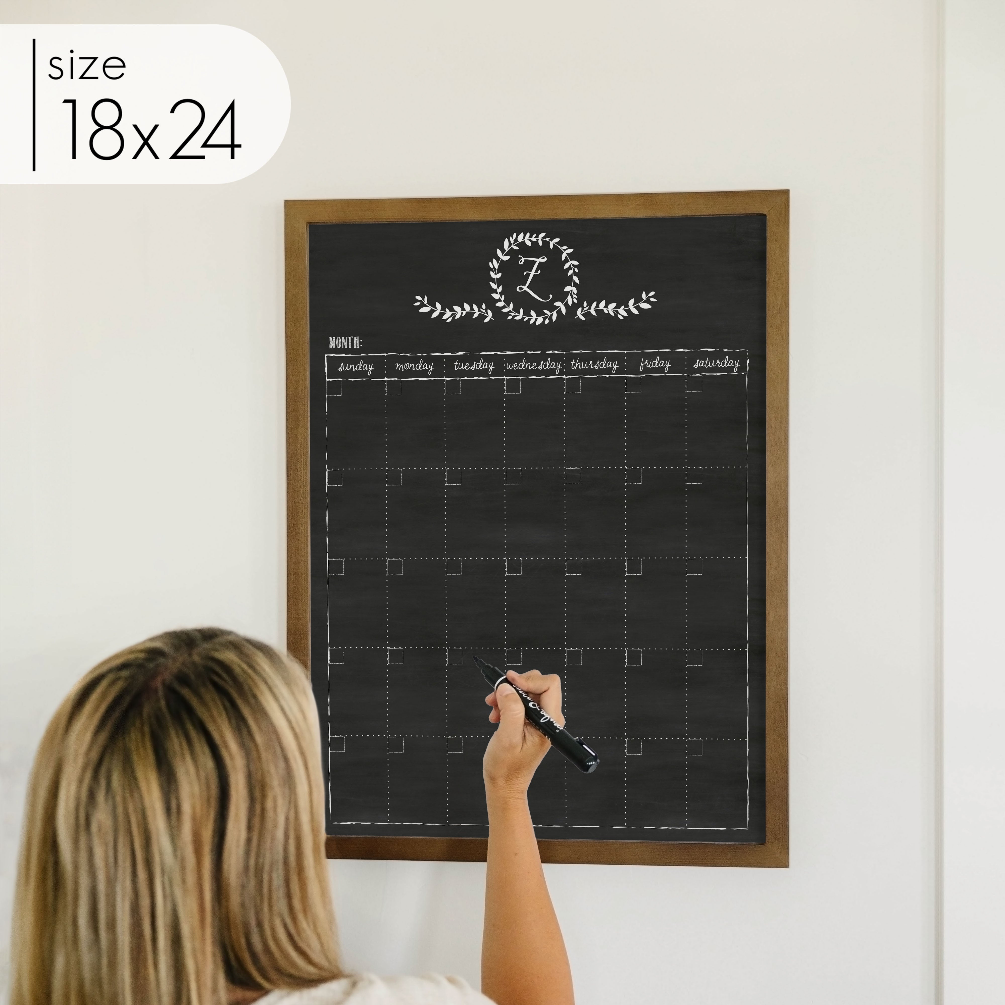 Monthly Framed Chalkboard Calendar | Vertical Donna