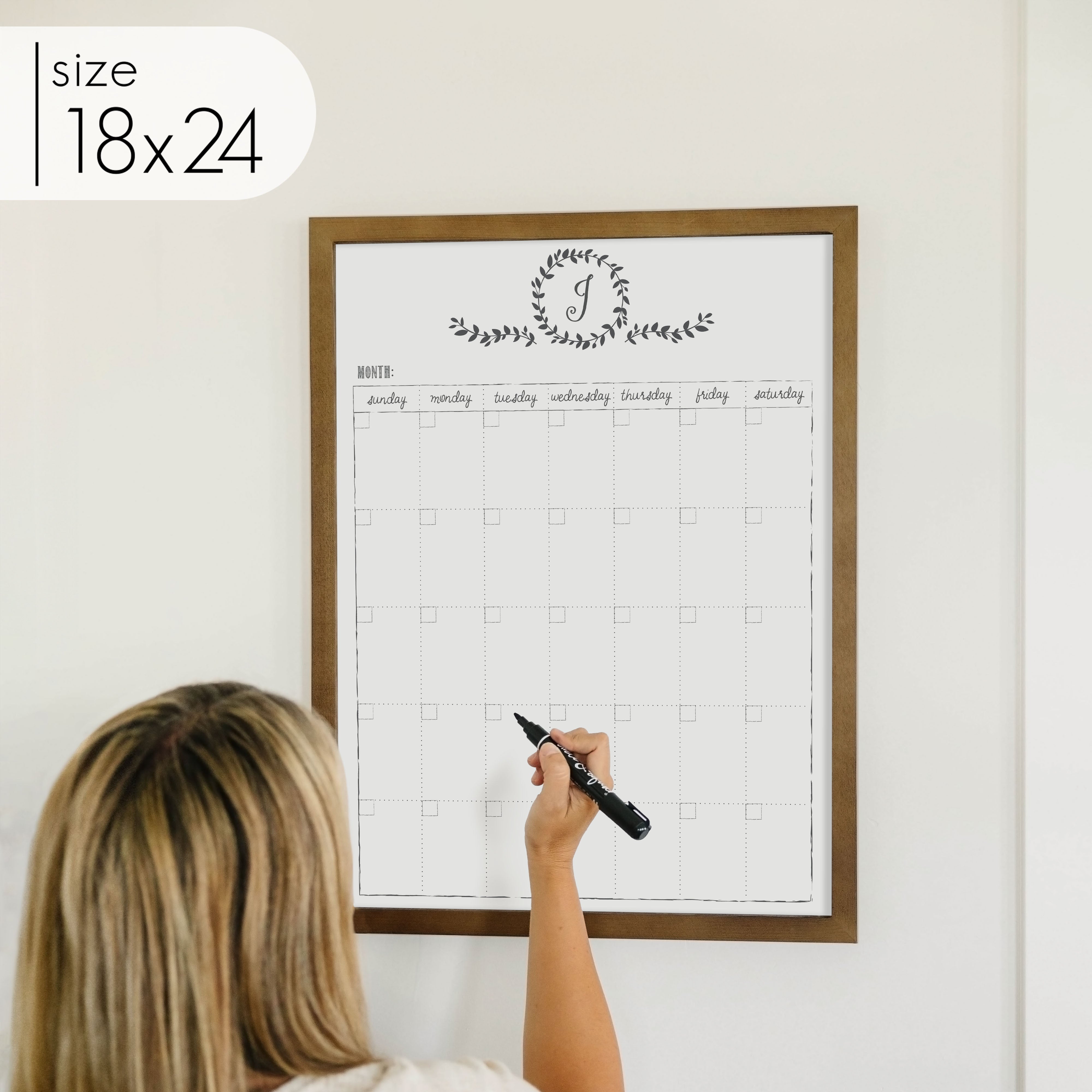 Monthly Framed Whiteboard Calendar | Vertical Donna