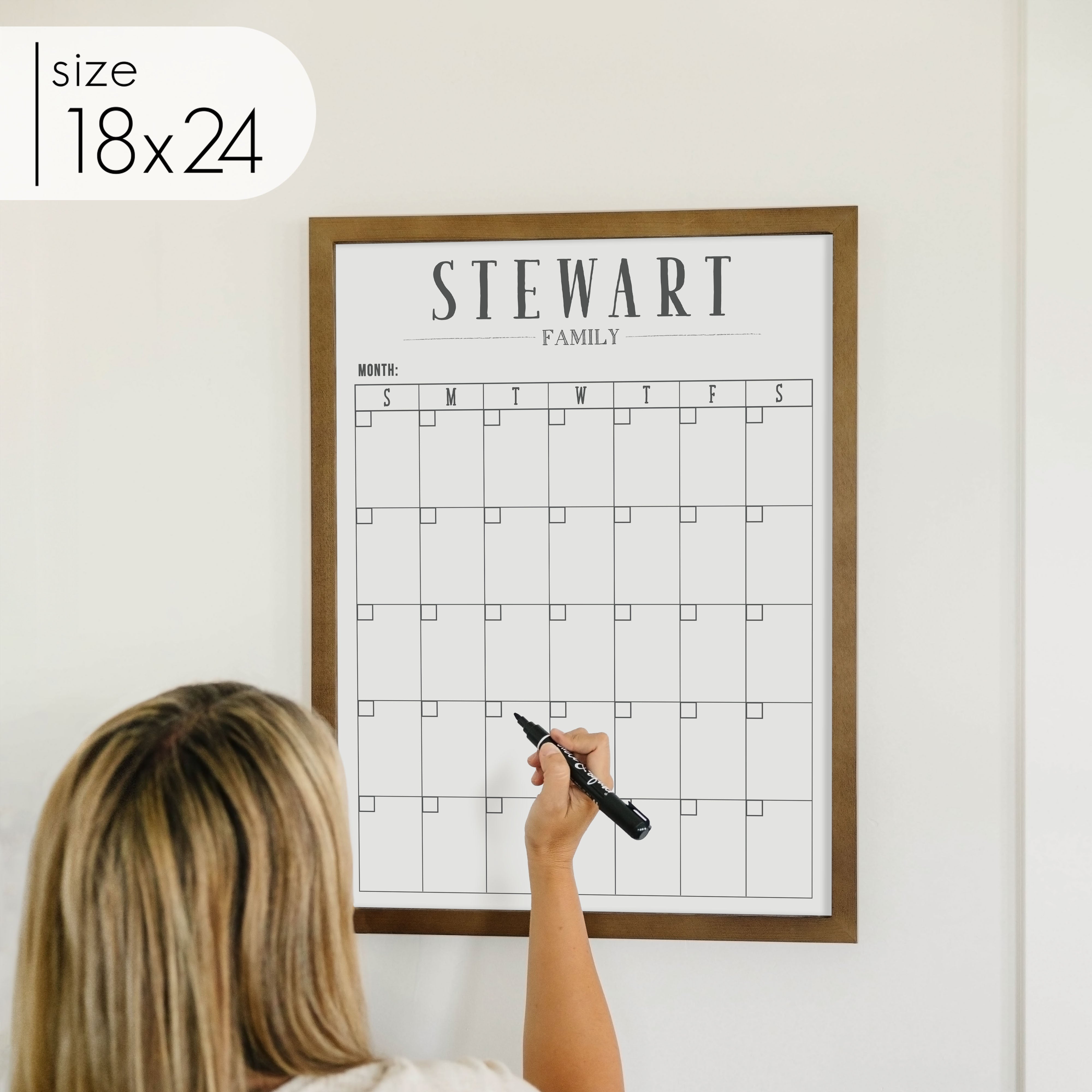 Monthly Framed Whiteboard Calendar | Vertical Swanson