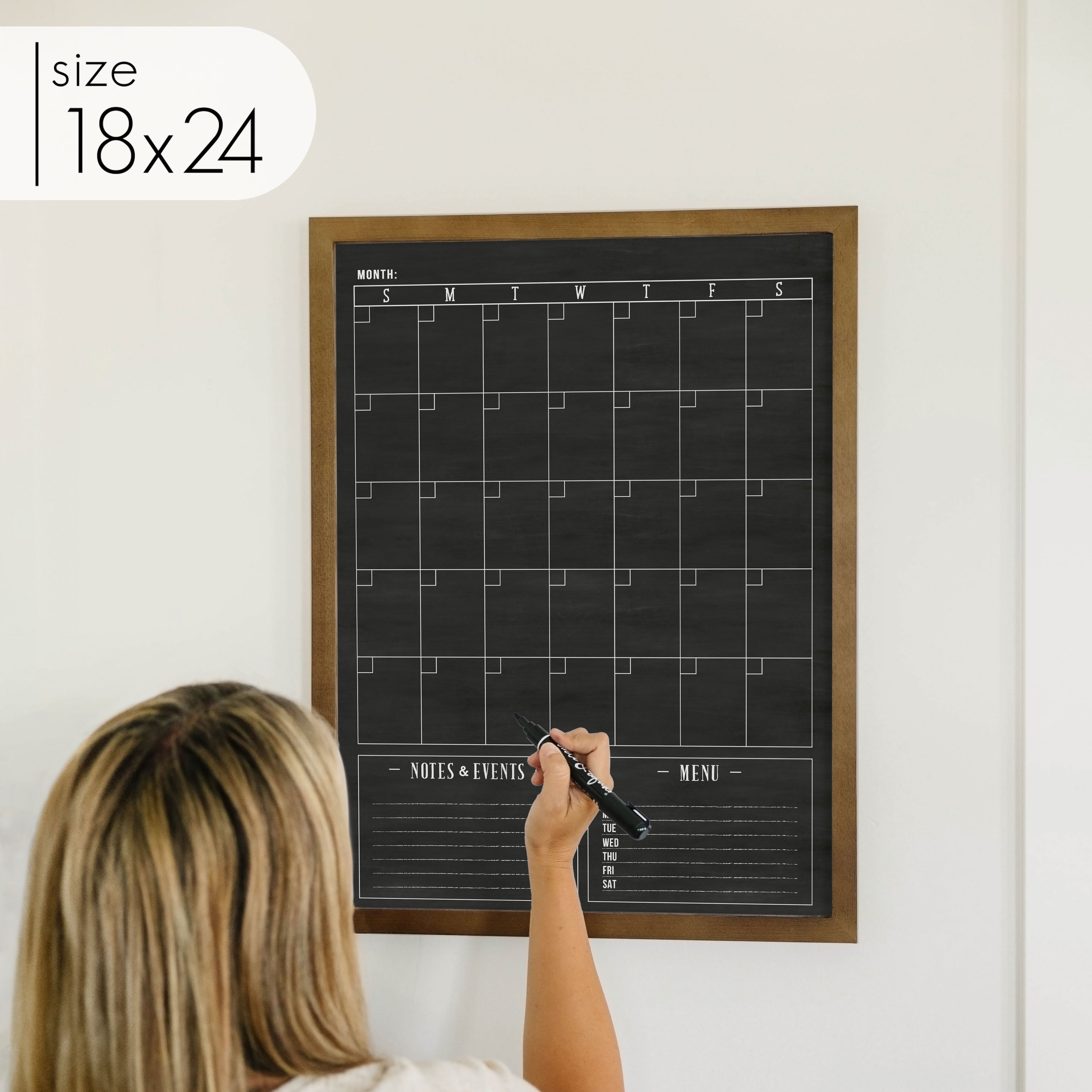 Monthly Framed Chalkboard Calendar + 2 sections | Vertical Swanson