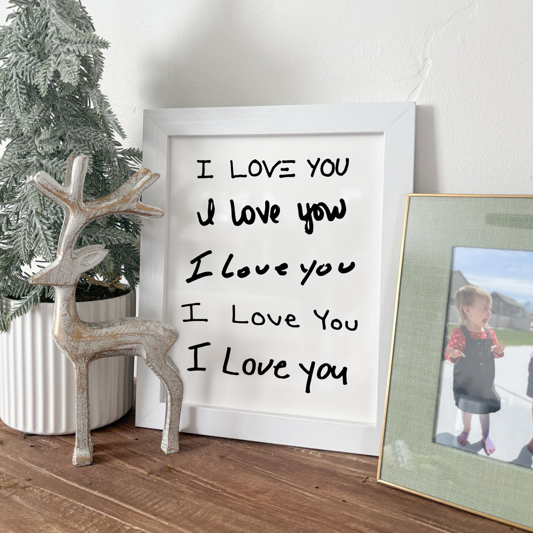 Framed Custom Handwriting ‘I Love You’ Art