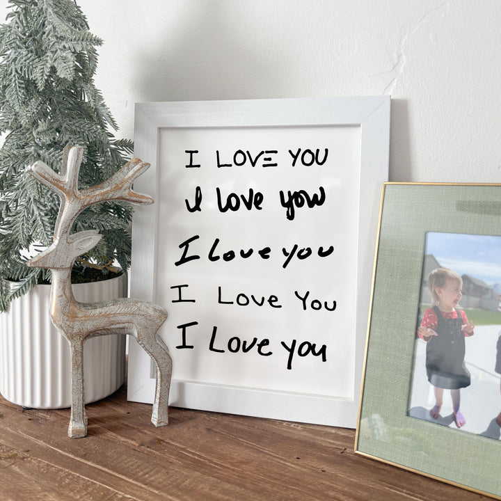 Framed Custom Handwriting ‘I Love You’ Art