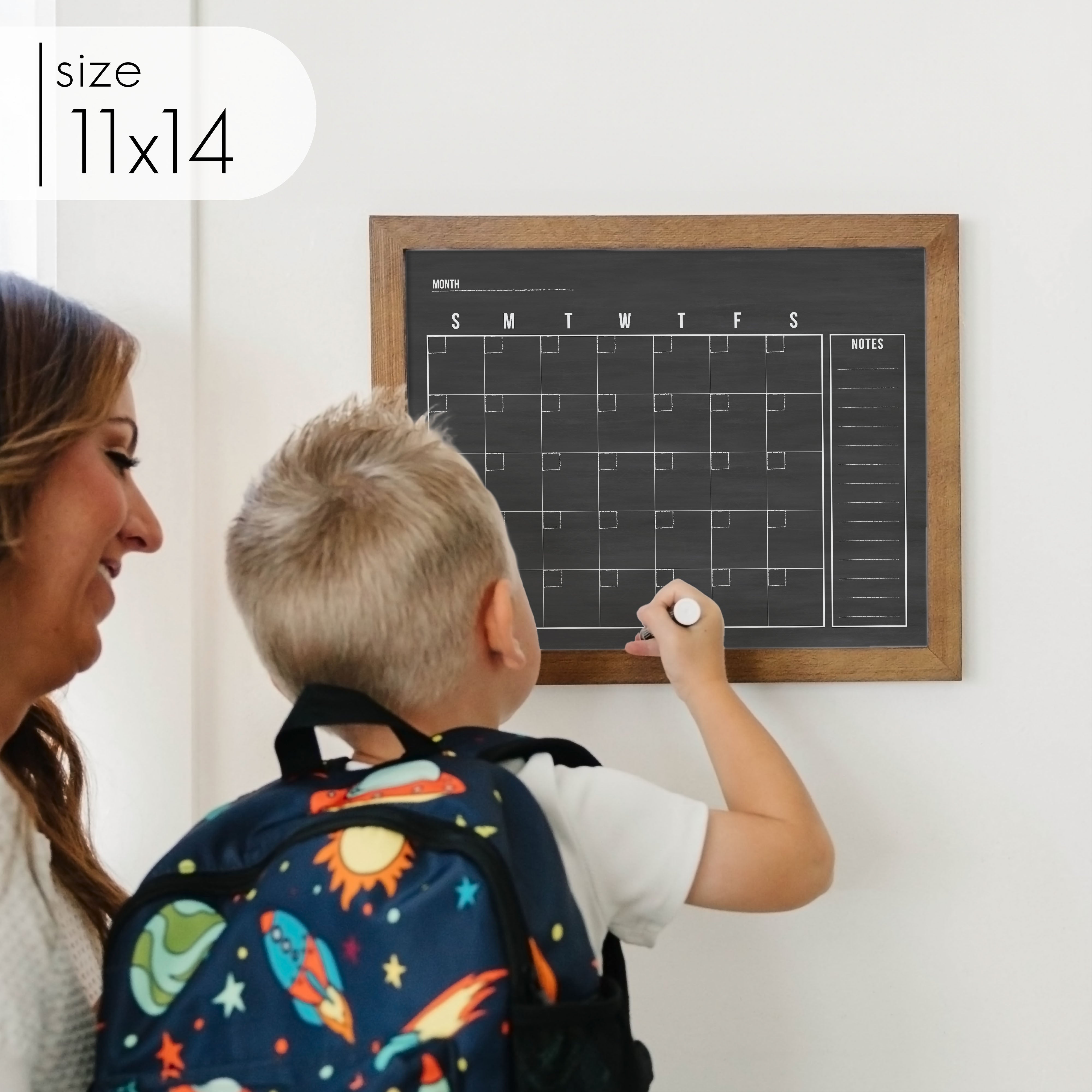 Monthly Framed Chalkboard Calendar + 1 section | Horizontal Dwyer