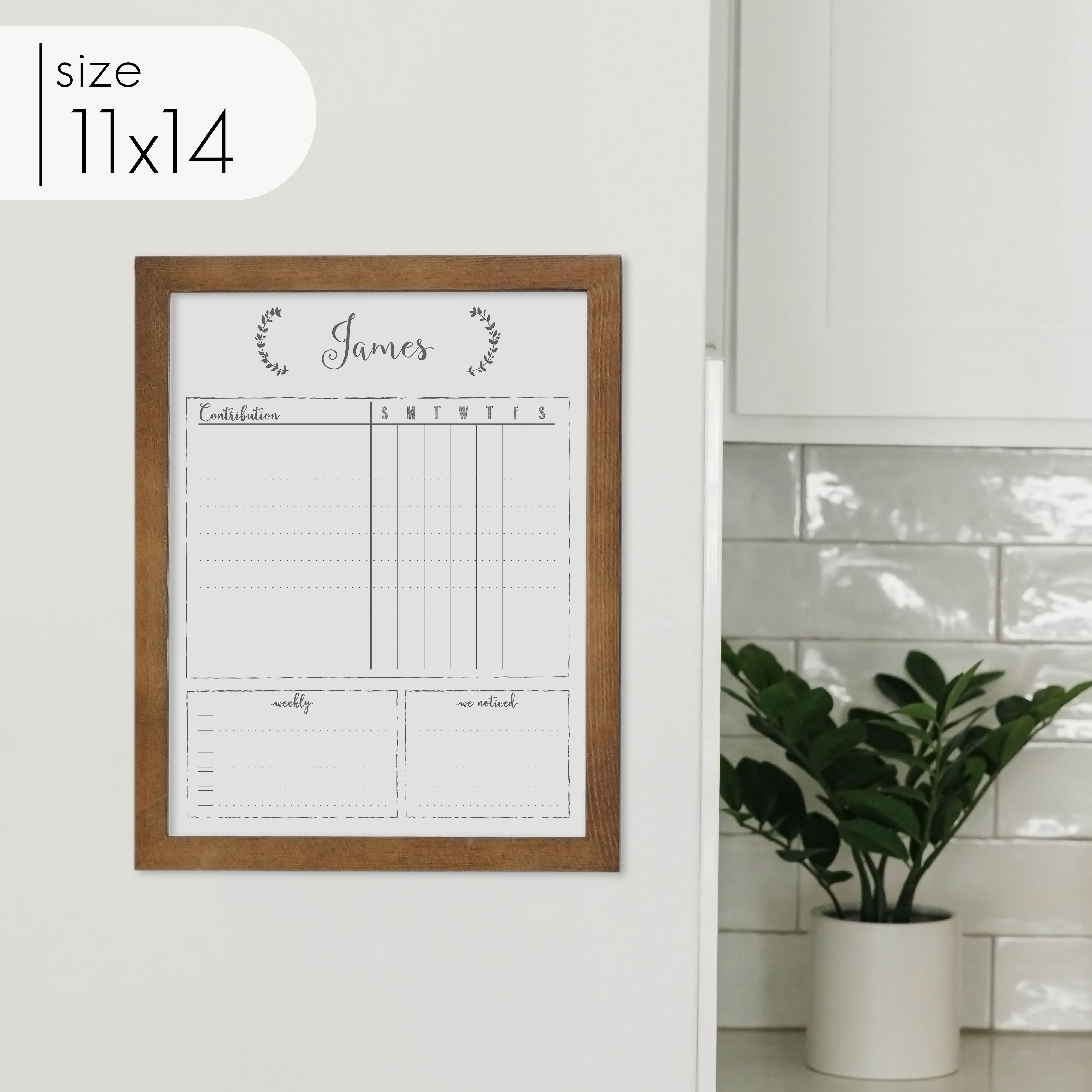 1 Person Framed Whiteboard Chore Chart  | Vertical Eagleton