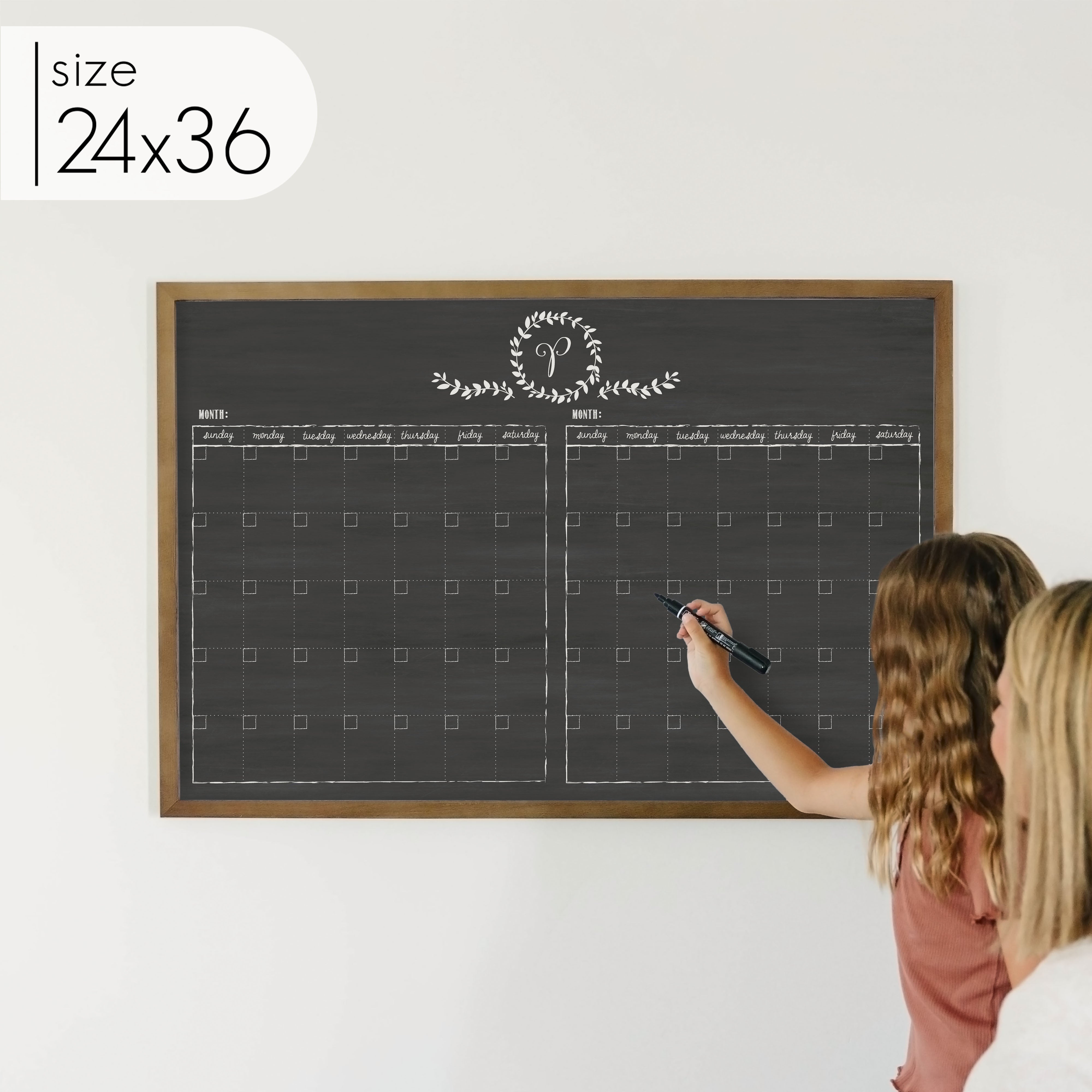 2 Month Framed Chalkboard Calendar | Horizontal Donna