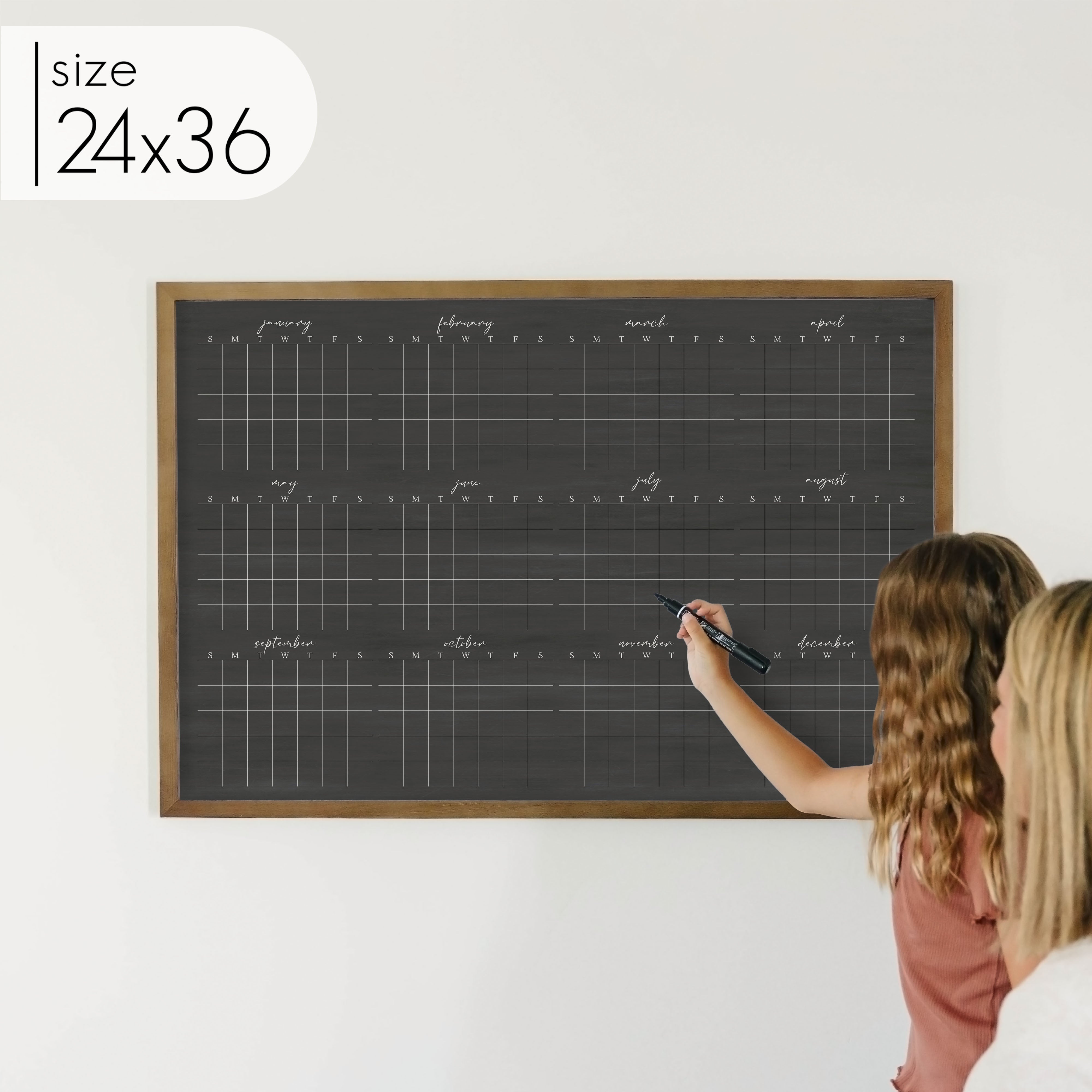 Framed Yearly Chalkboard Calendar | Horizontal Pennington