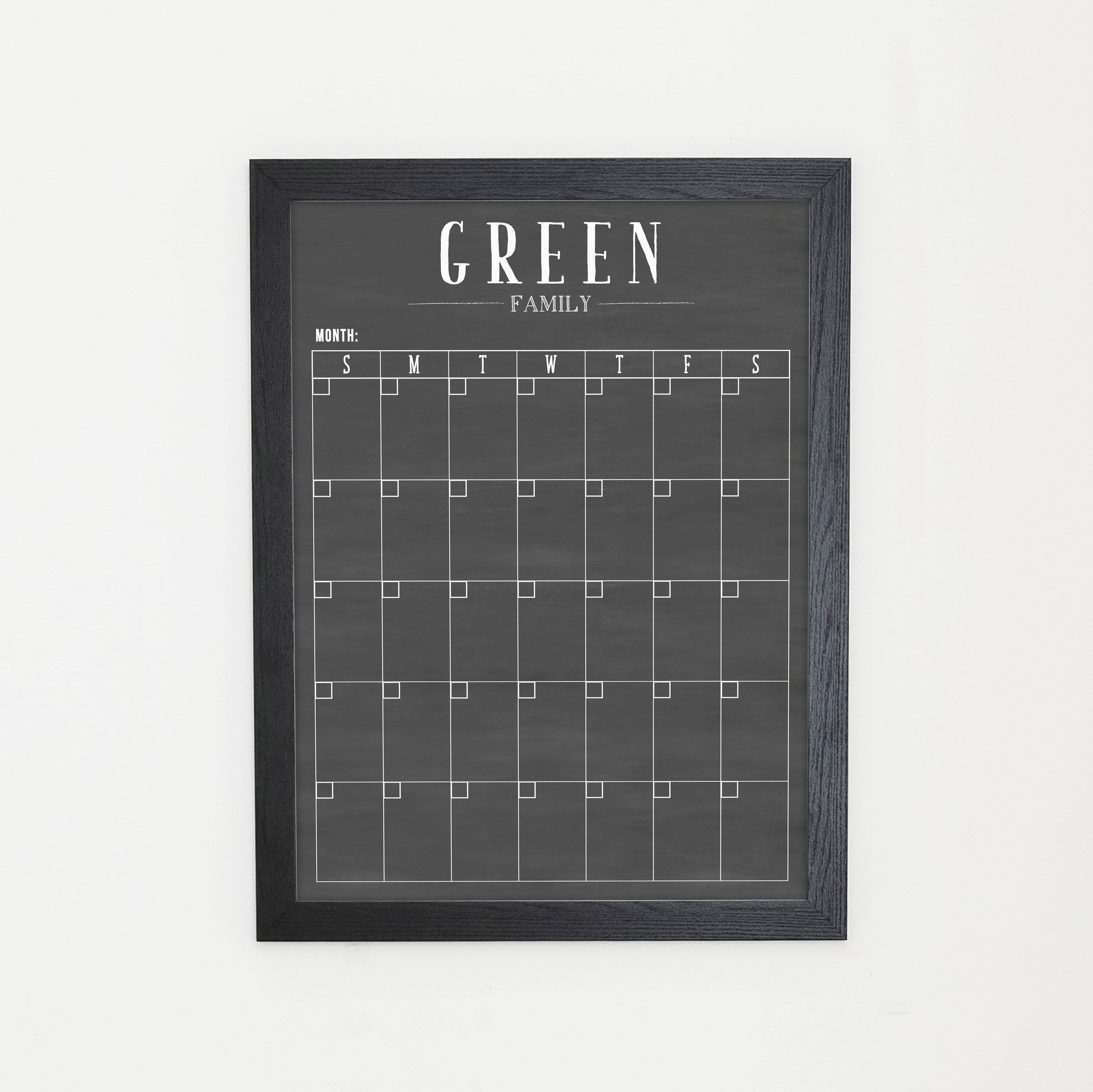 Monthly Framed Chalkboard Calendar | Vertical Swanson