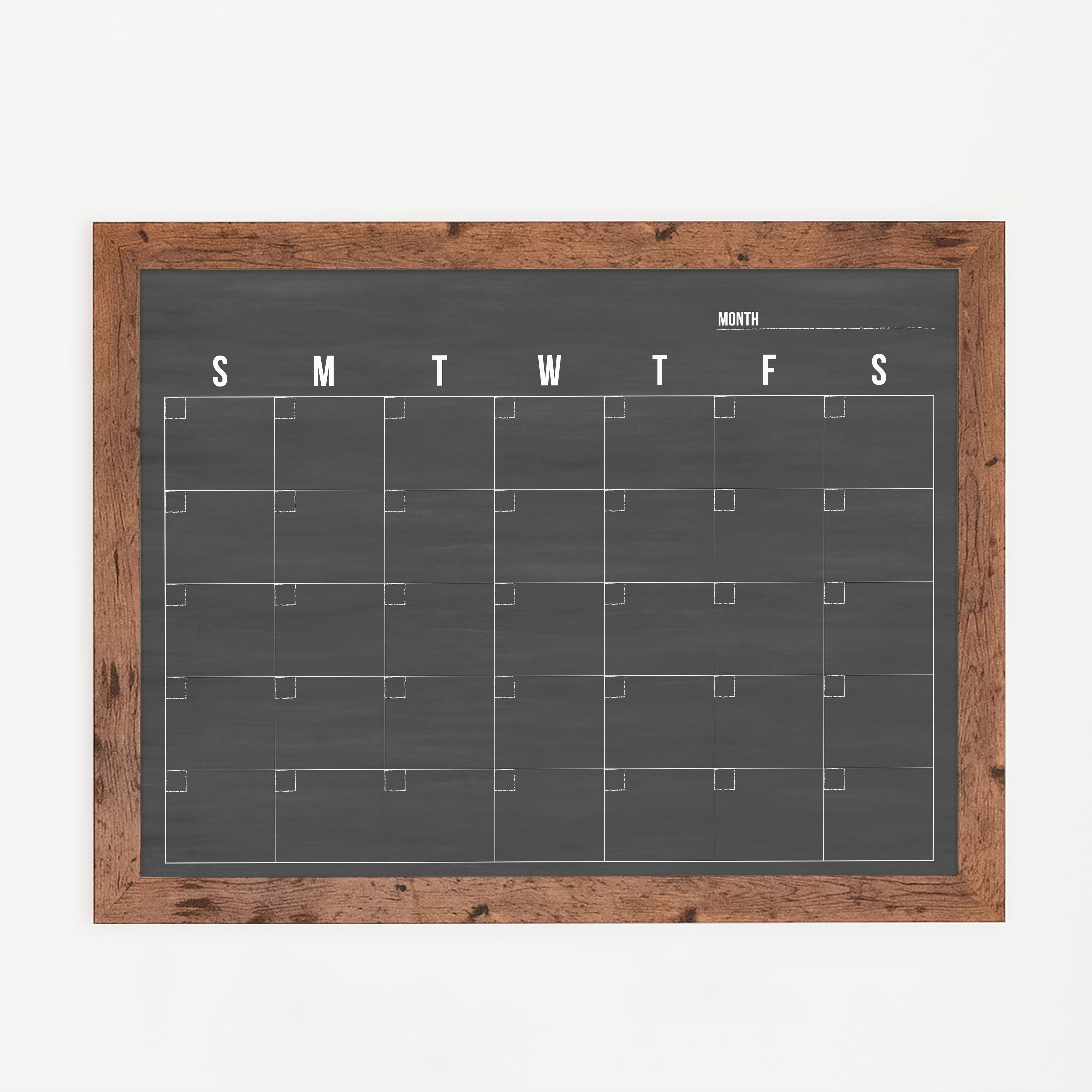 Monthly Framed Chalkboard Calendar | Horizontal Dwyer