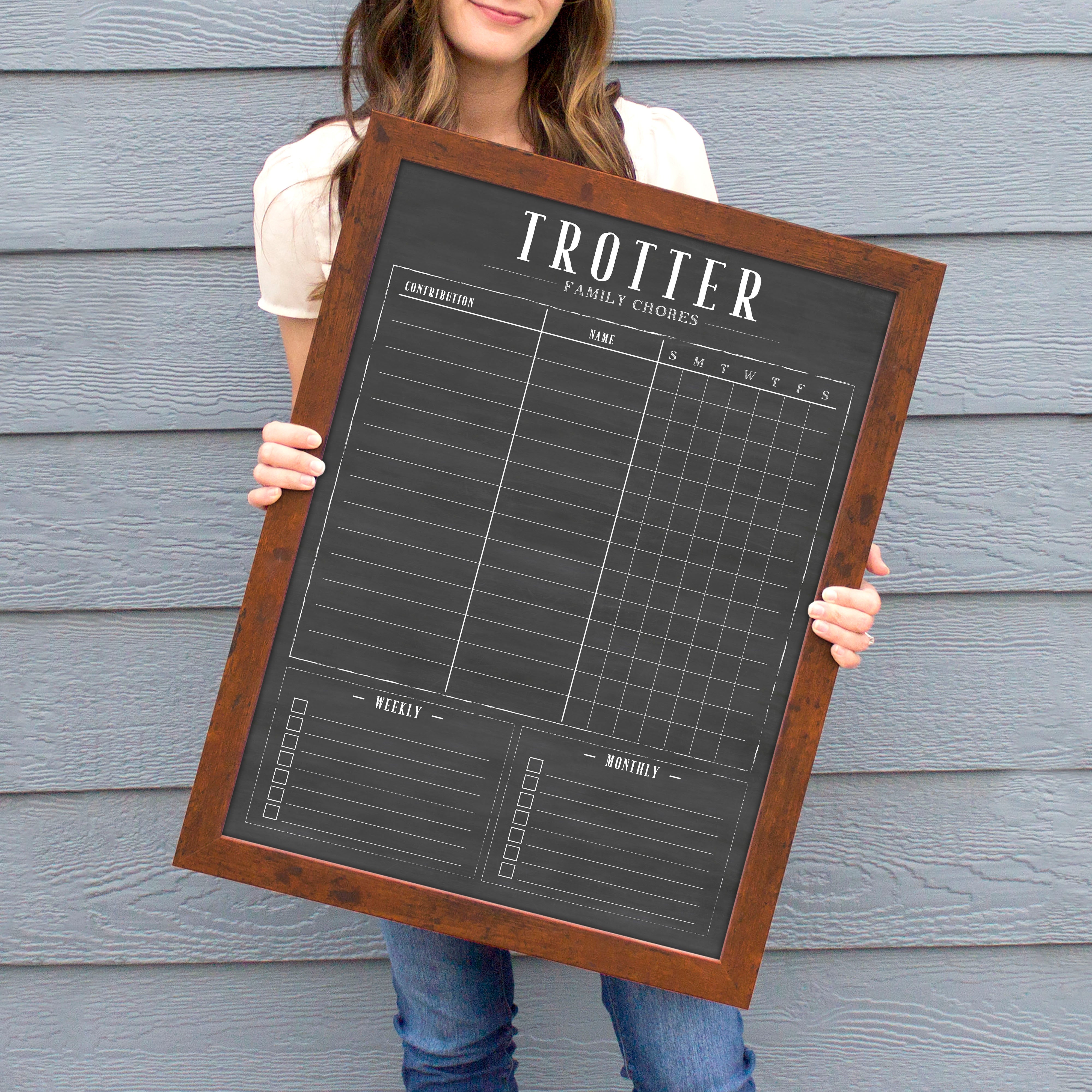 Framed Chalkboard Family Chore Chart | Vertical Swanson