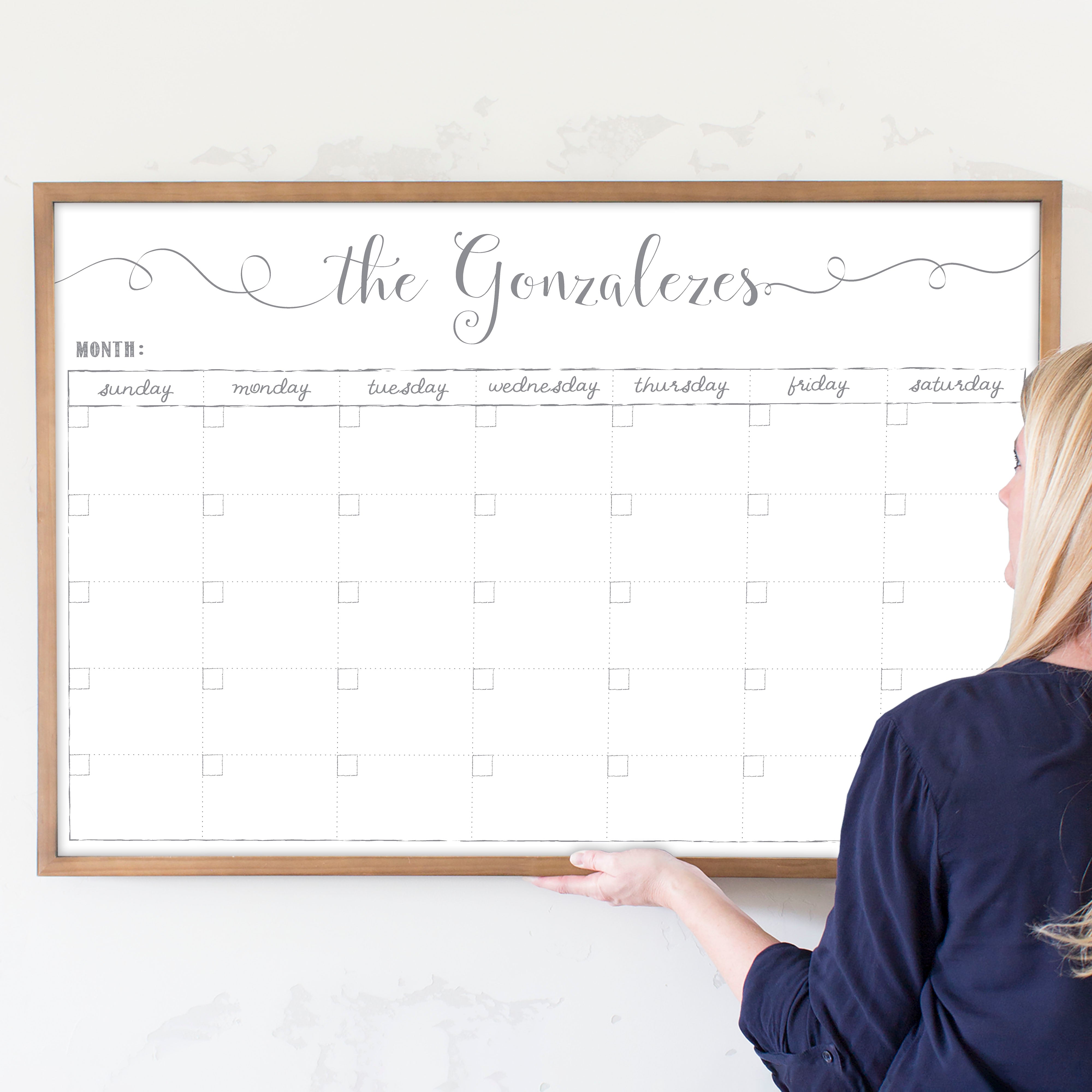 Monthly Framed Whiteboard Calendar | Horizontal Knope