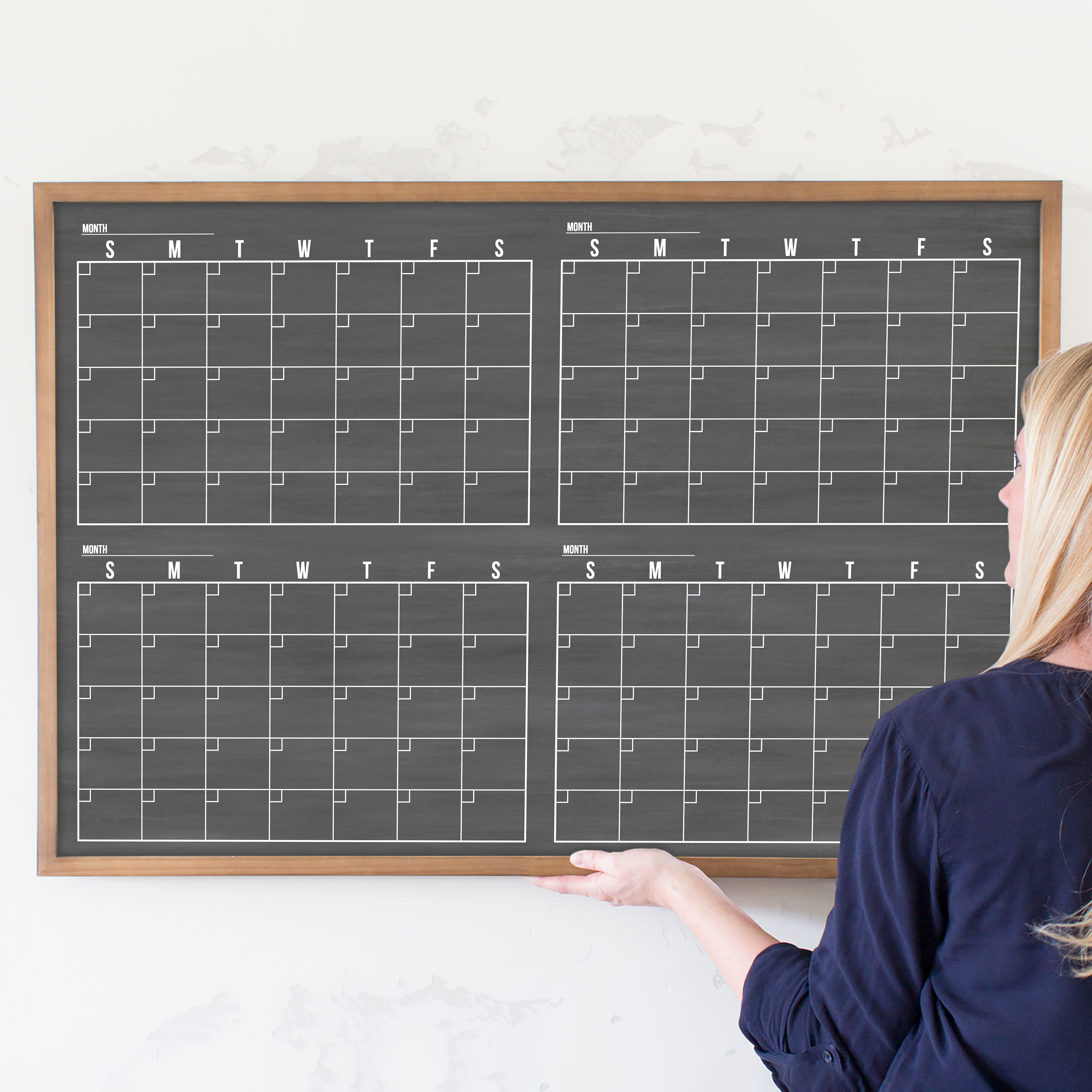 4 Month Quarterly Framed Chalkboard Calendar | Horizontal Dwyer