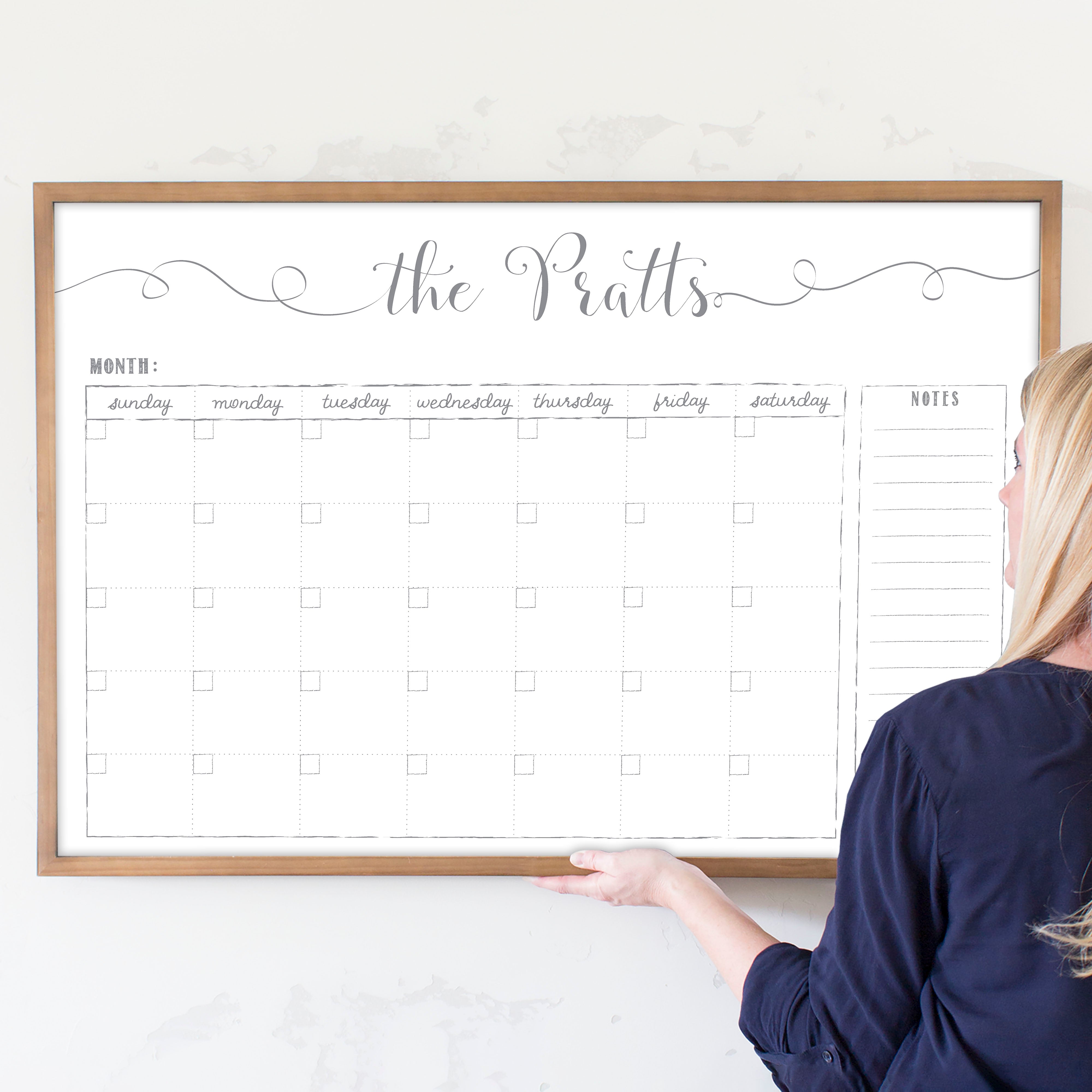 Monthly Framed Whiteboard Calendar + 1 section | Horizontal Knope