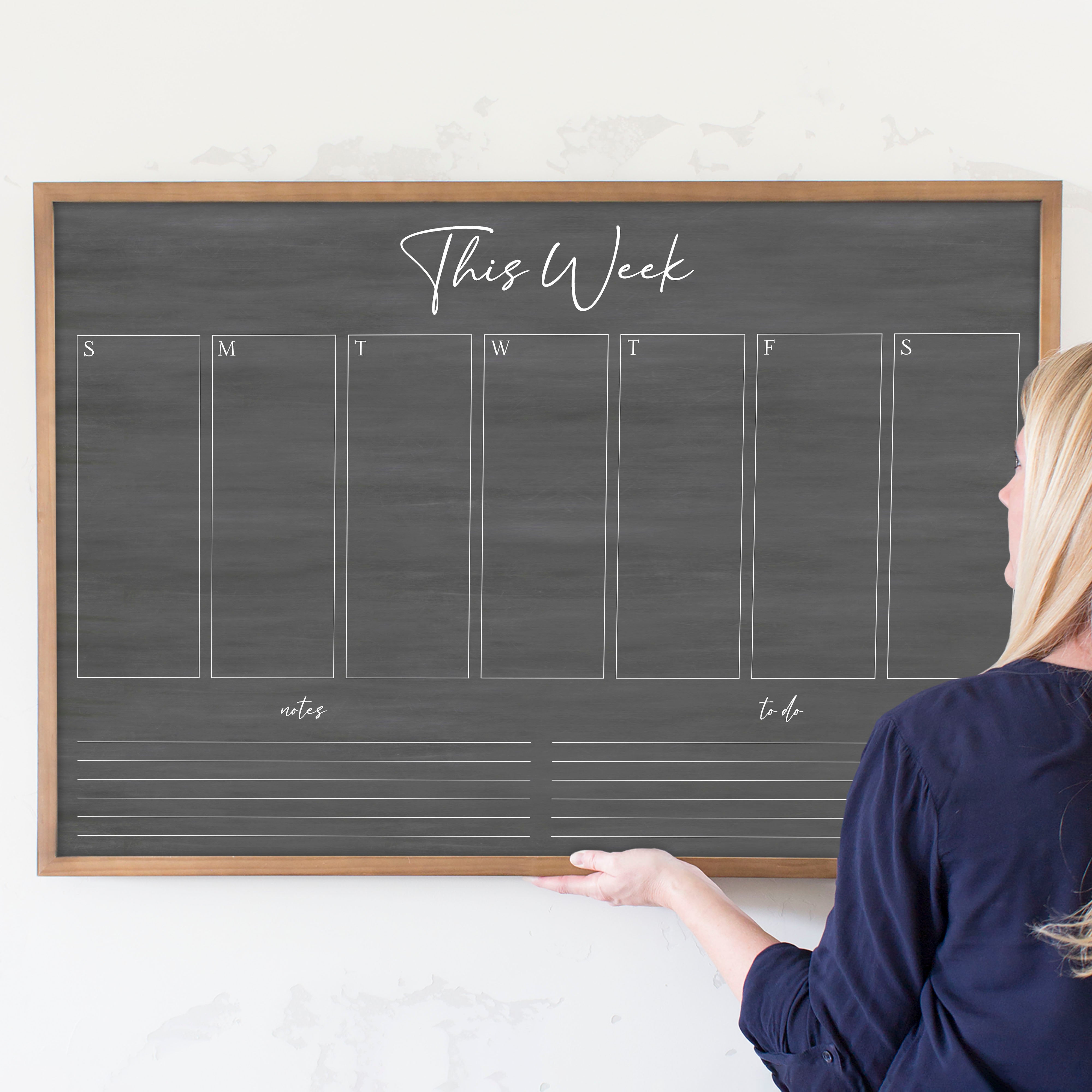 Weekly Framed Chalkboard Calendar + 2 sections | Horizontal Pennington
