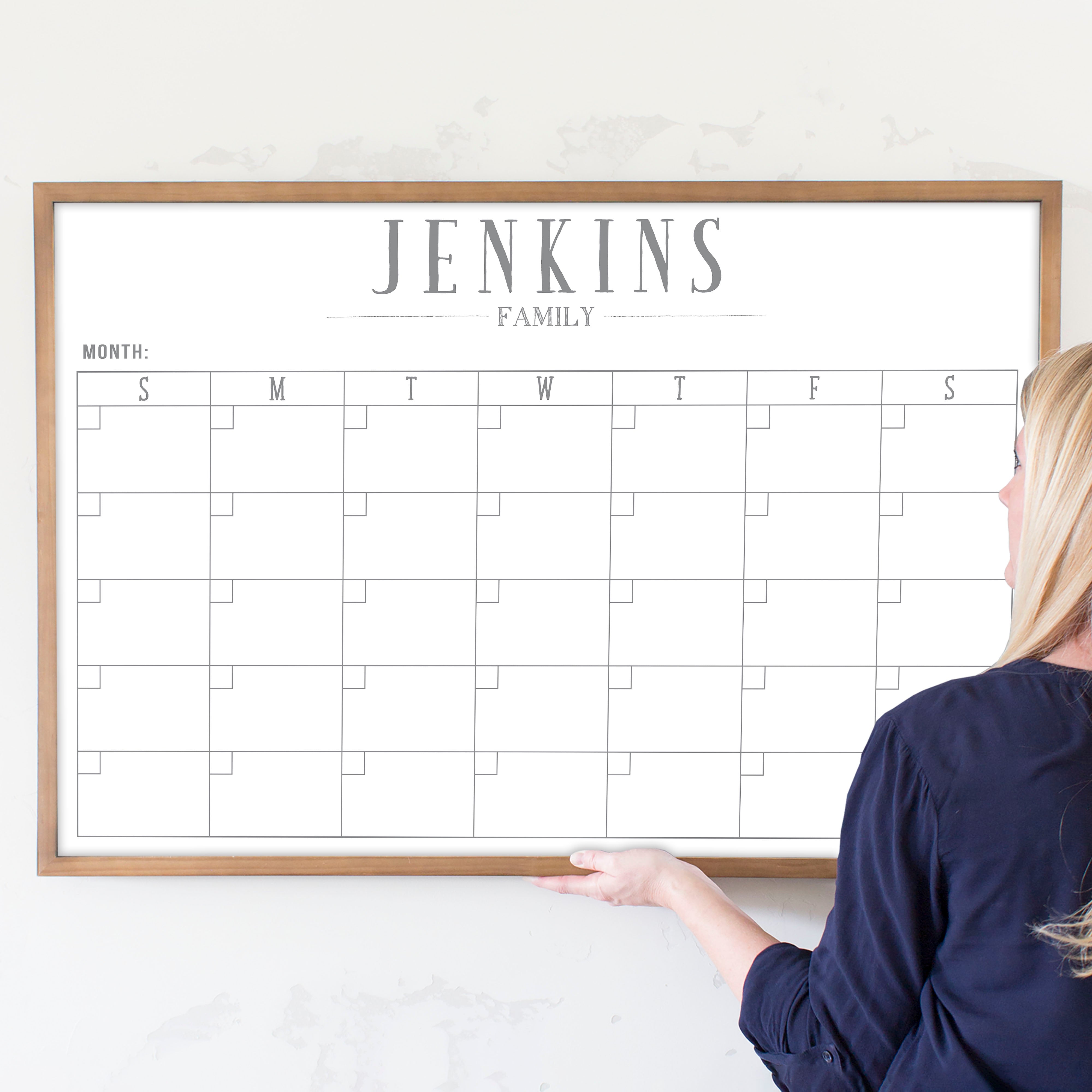 Monthly Framed Whiteboard Calendar | Horizontal Swanson