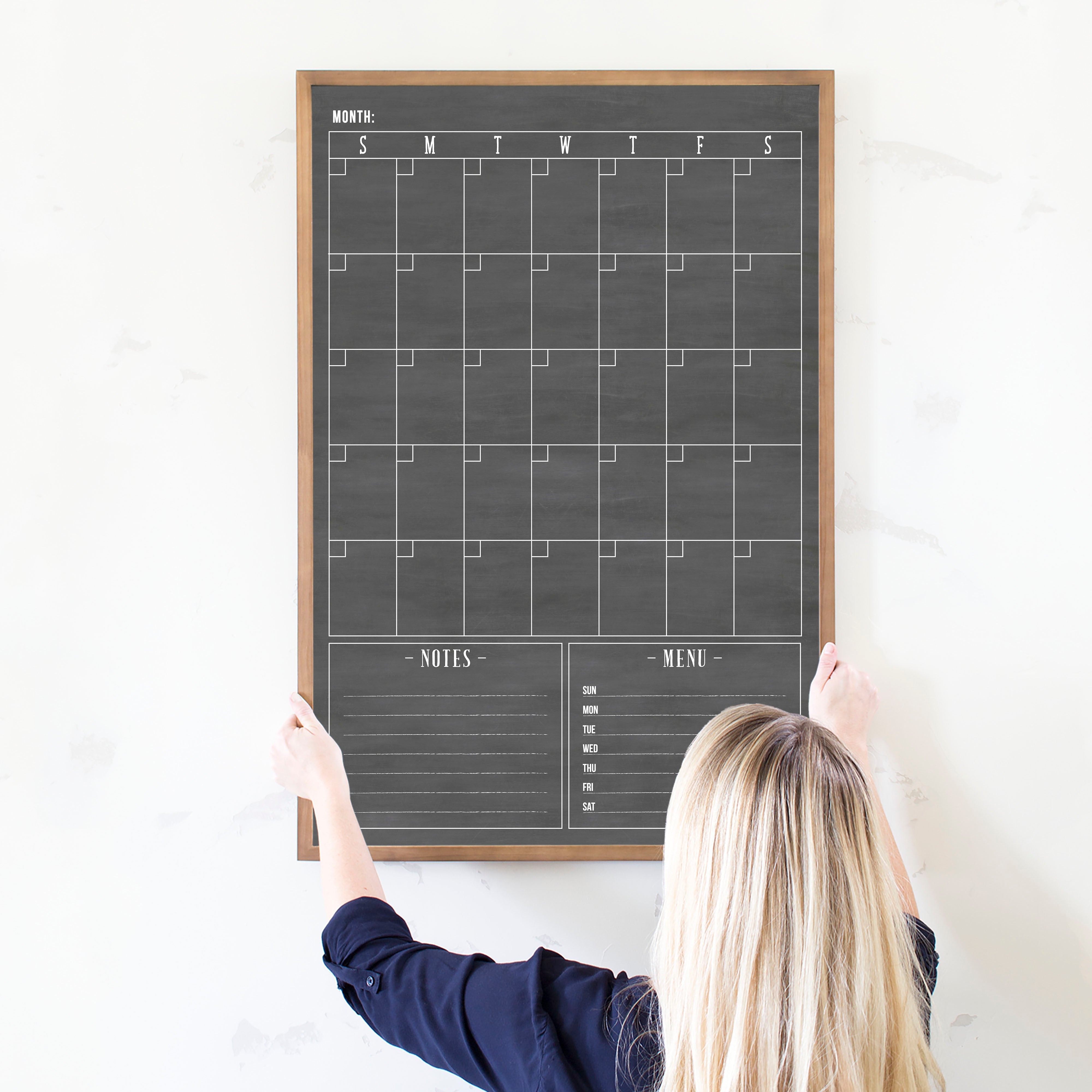 Monthly Framed Chalkboard Calendar + 2 sections | Vertical Swanson