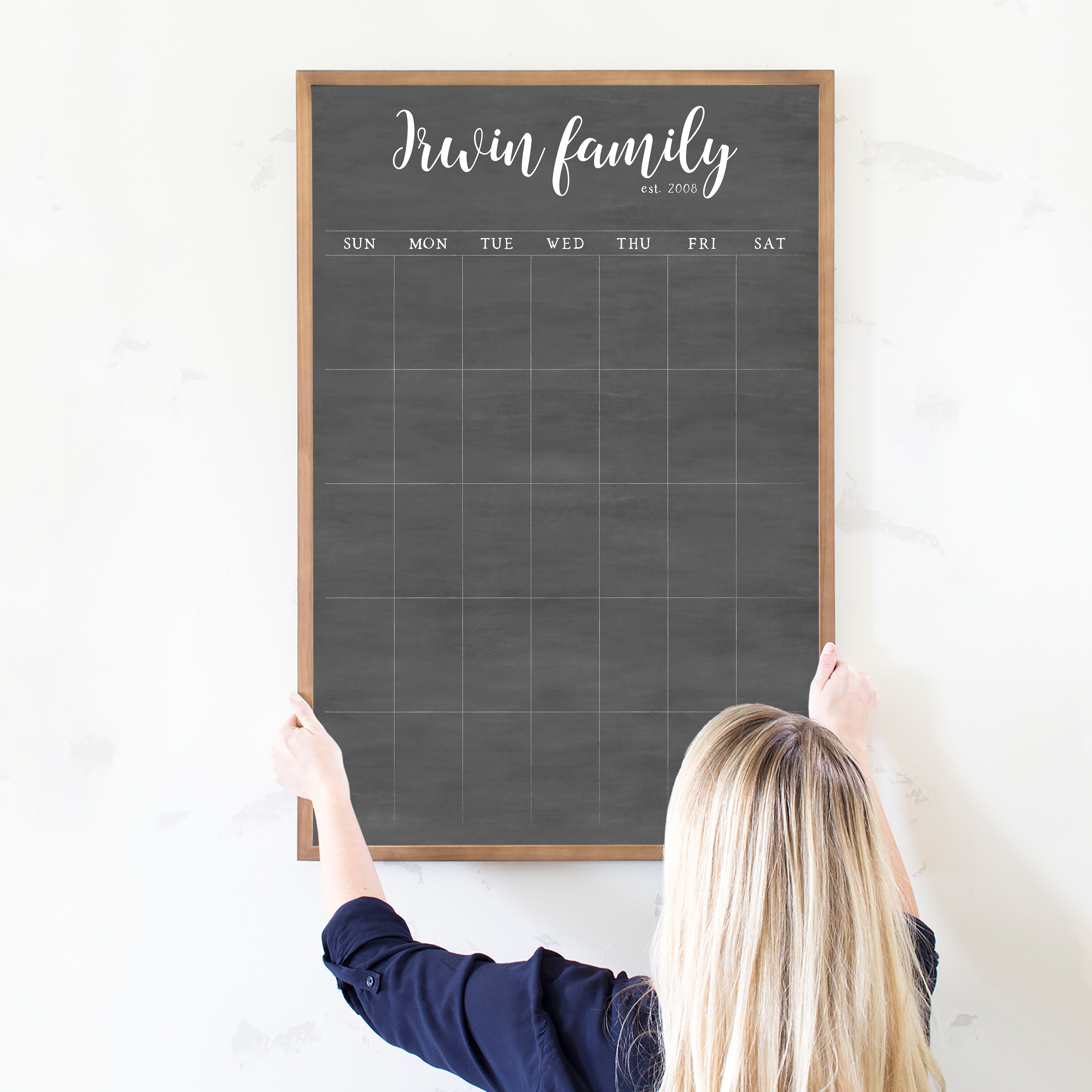 Monthly Framed Chalkboard Calendar | Vertical Perkins