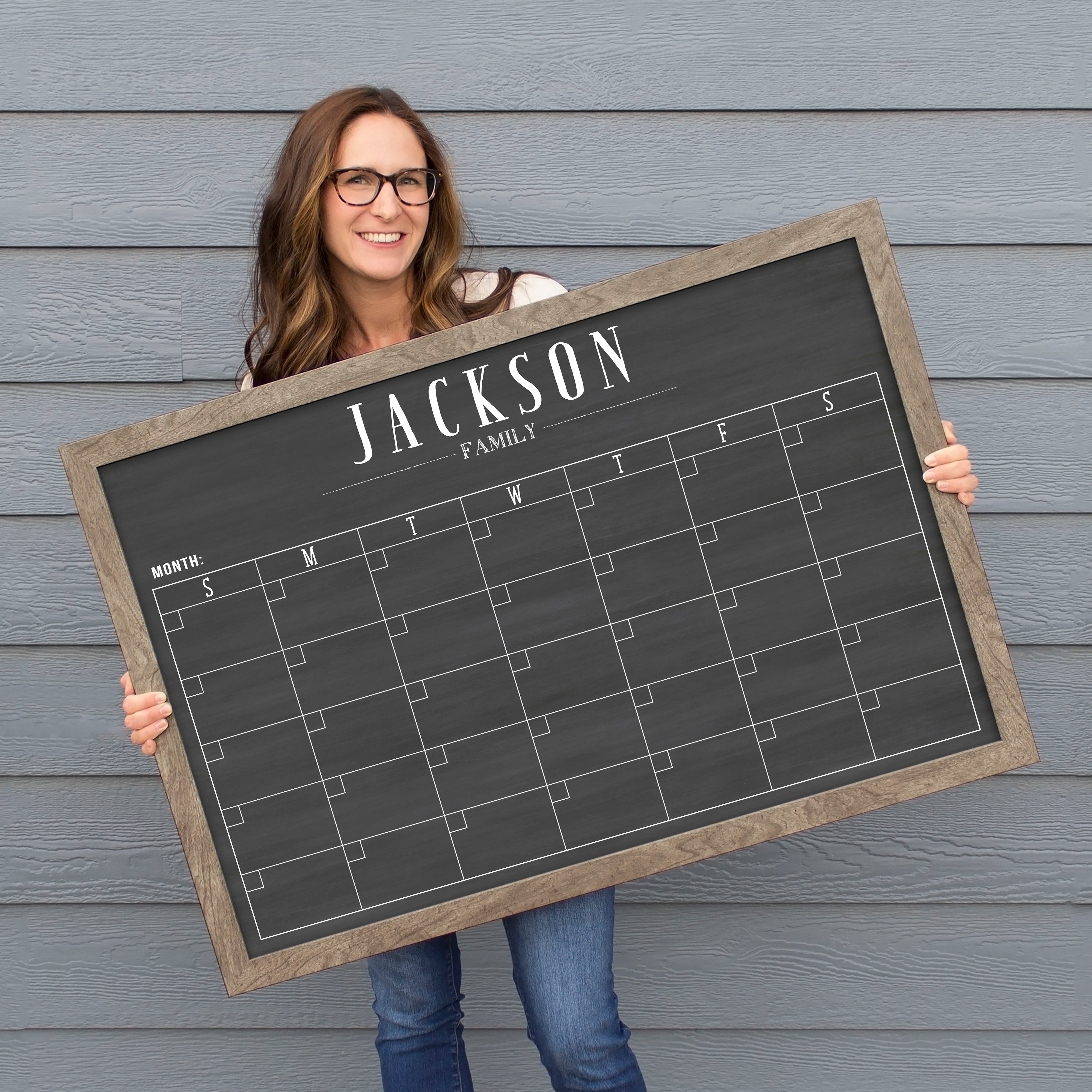 Monthly Framed Chalkboard Calendar | Horizontal Swanson