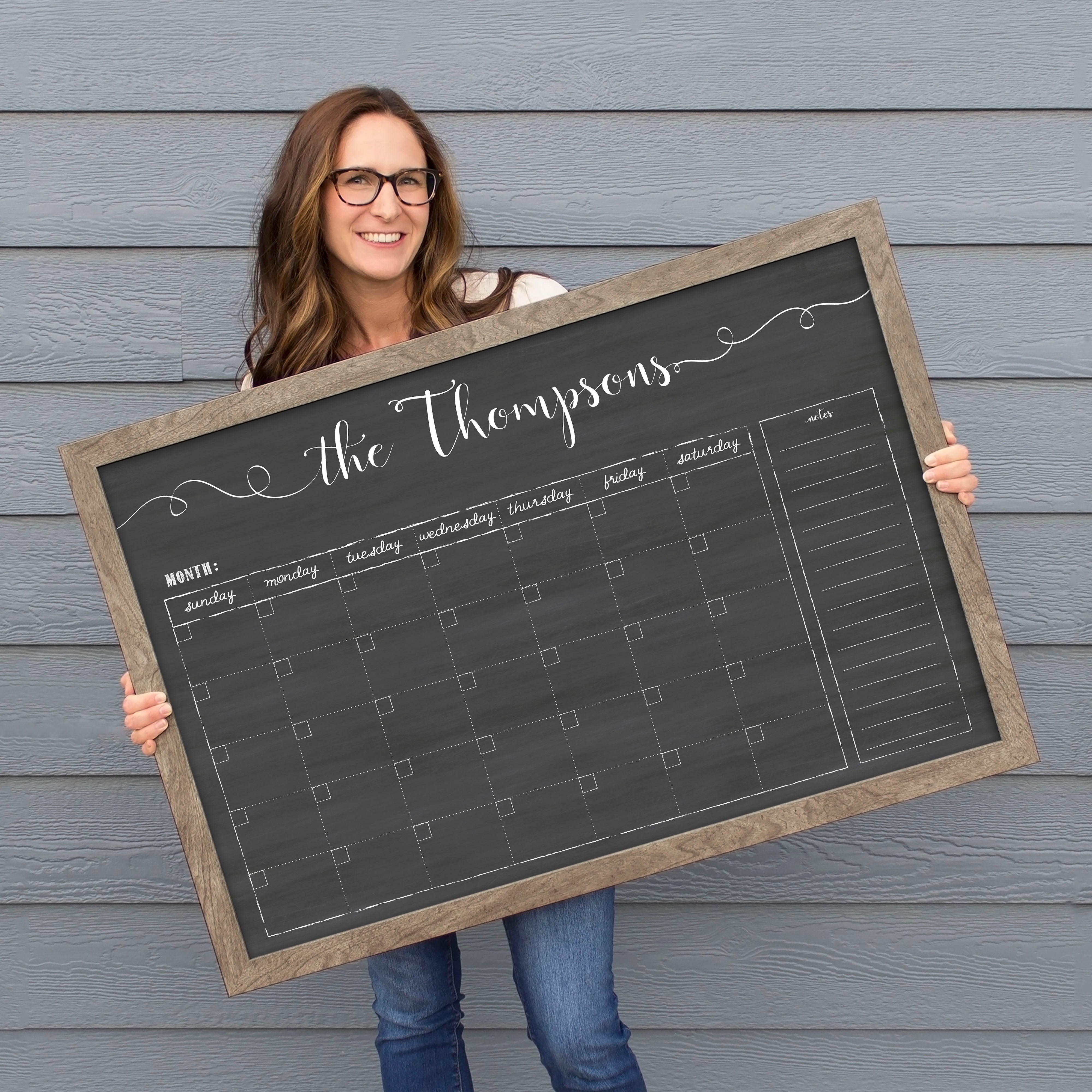 Monthly Framed Chalkboard Calendar + 1 section | Horizontal Knope