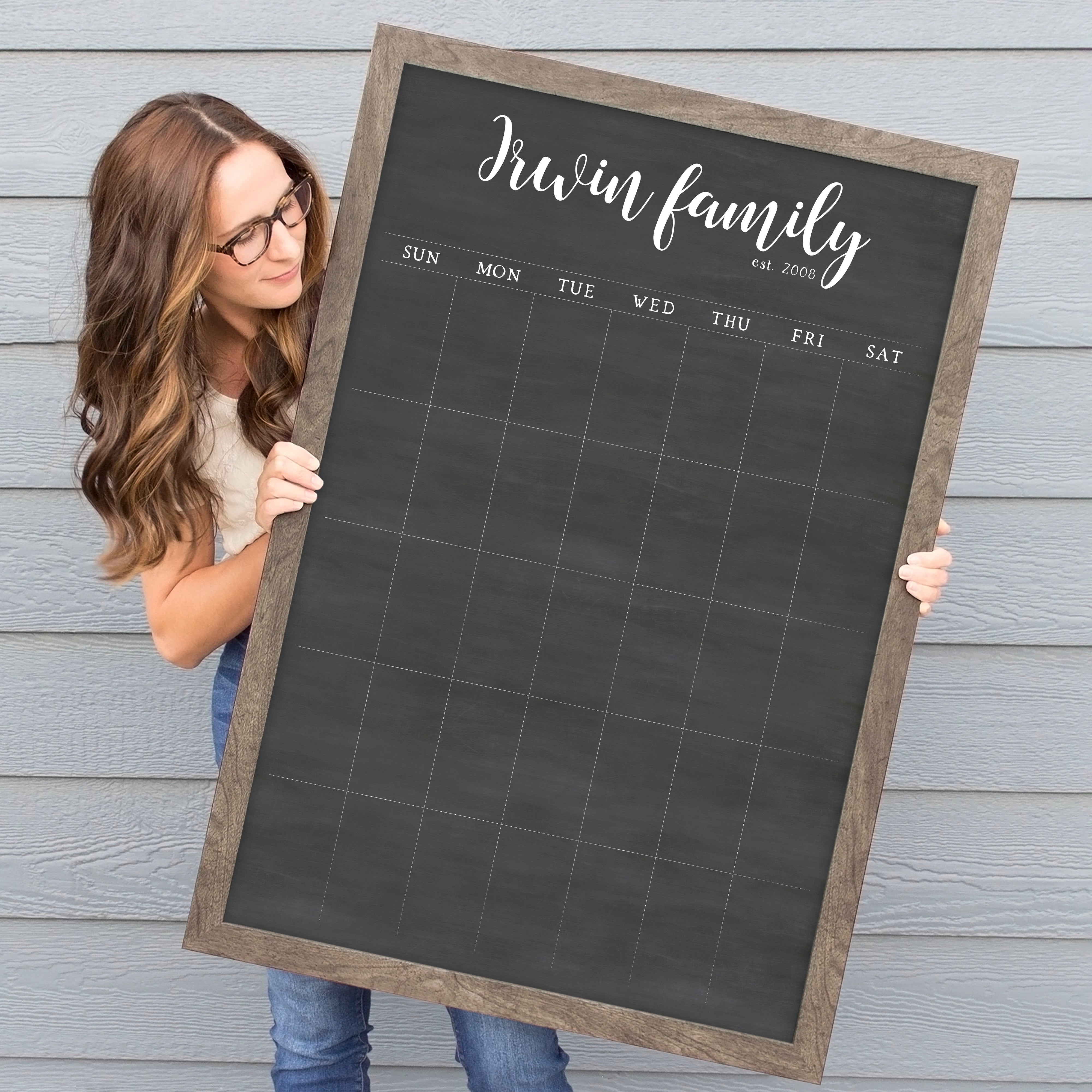 Monthly Framed Chalkboard Calendar | Vertical Perkins