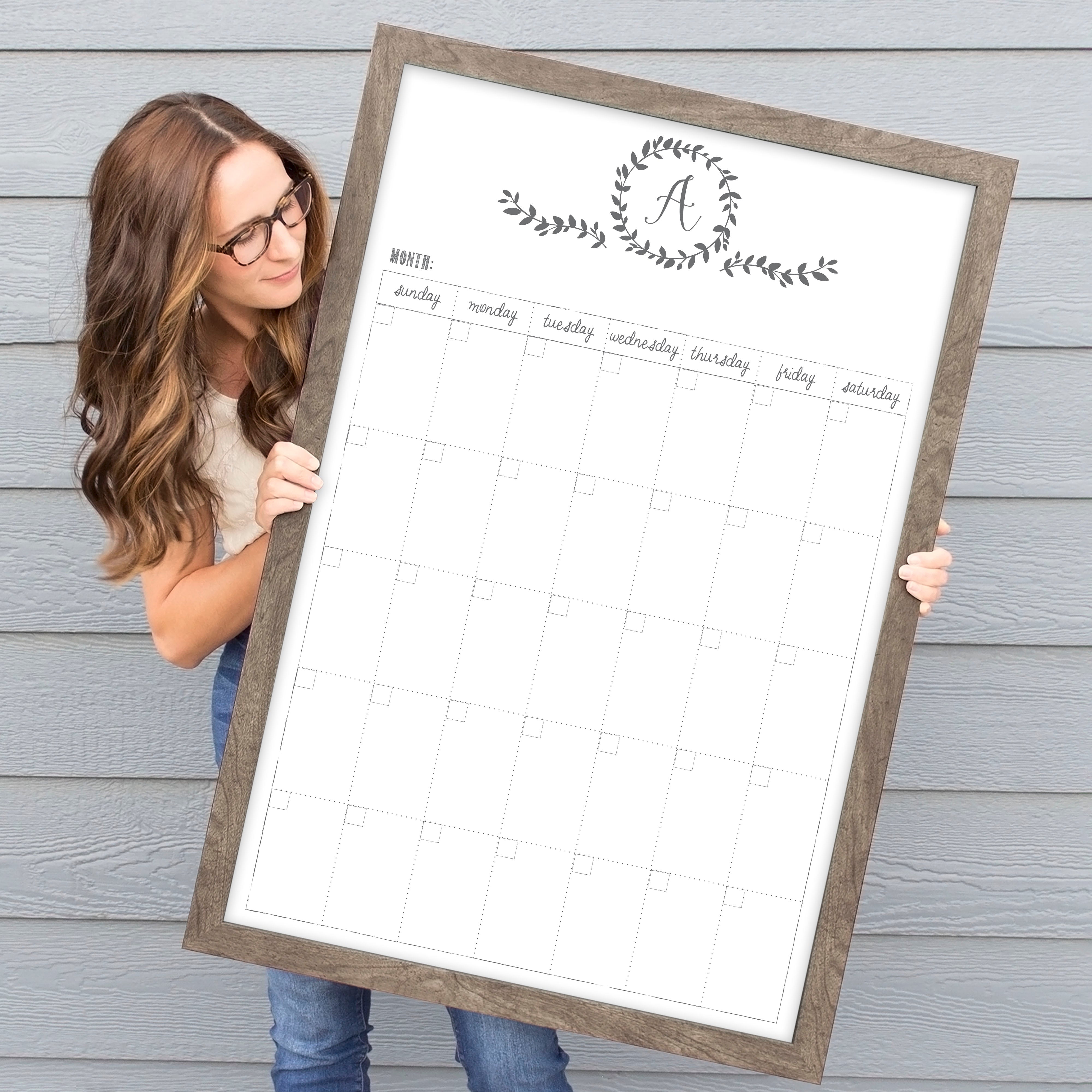 Monthly Framed Whiteboard Calendar | Vertical Donna